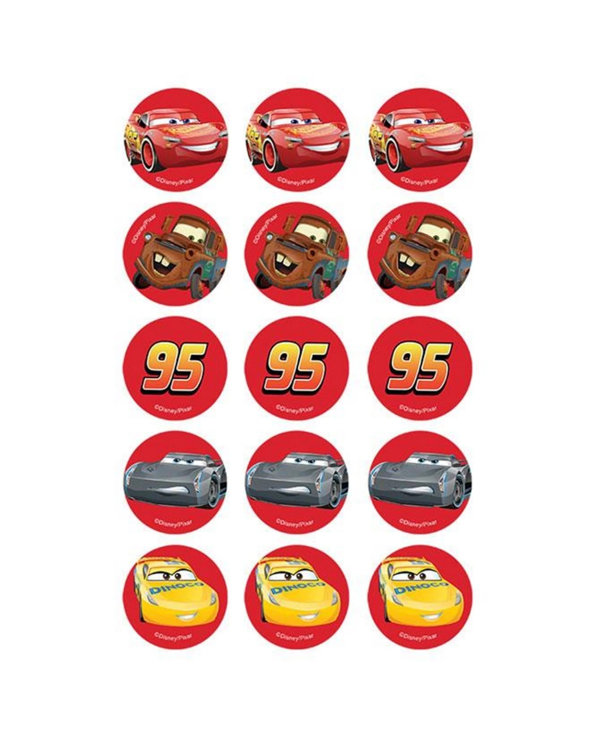 1 Disney Cars 3 Edible Cupcake Decorations Pack of 15, 1 of 1