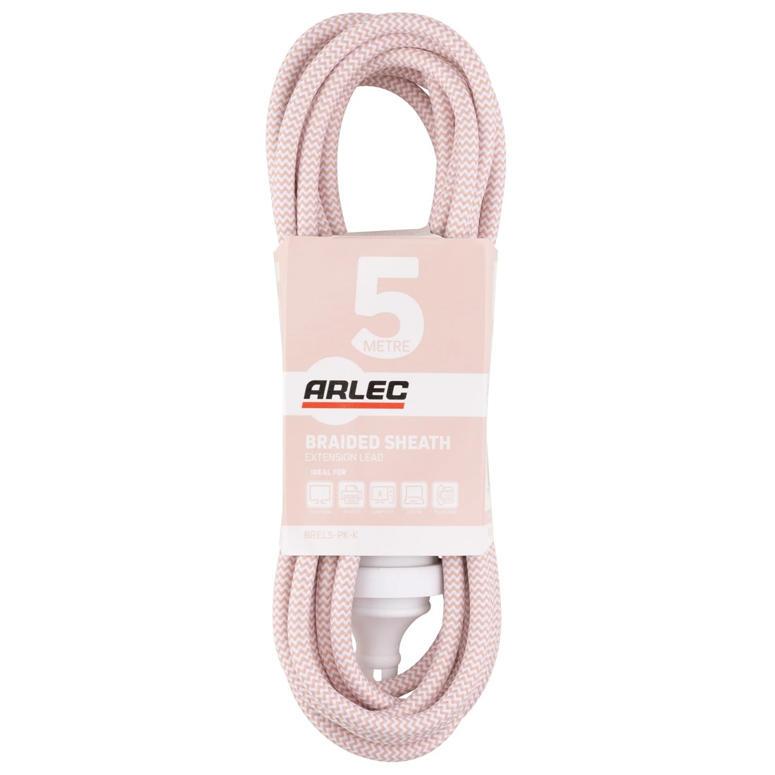 1 5m Arlec Braided Sheath Extension Lead - Pink, 1 of 4