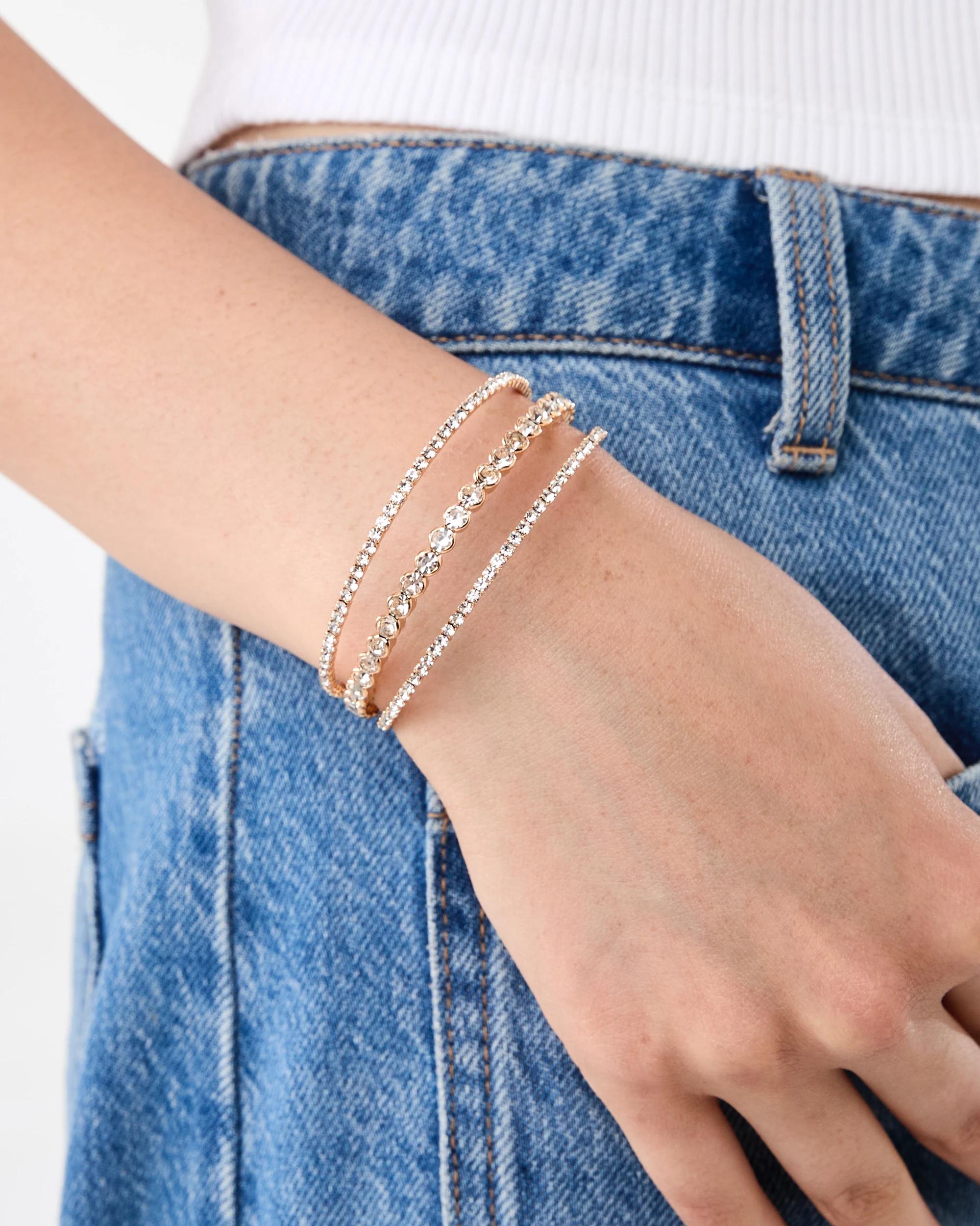 3 Sparkly Bracelet - Gold Tone Gold, 3 of 4