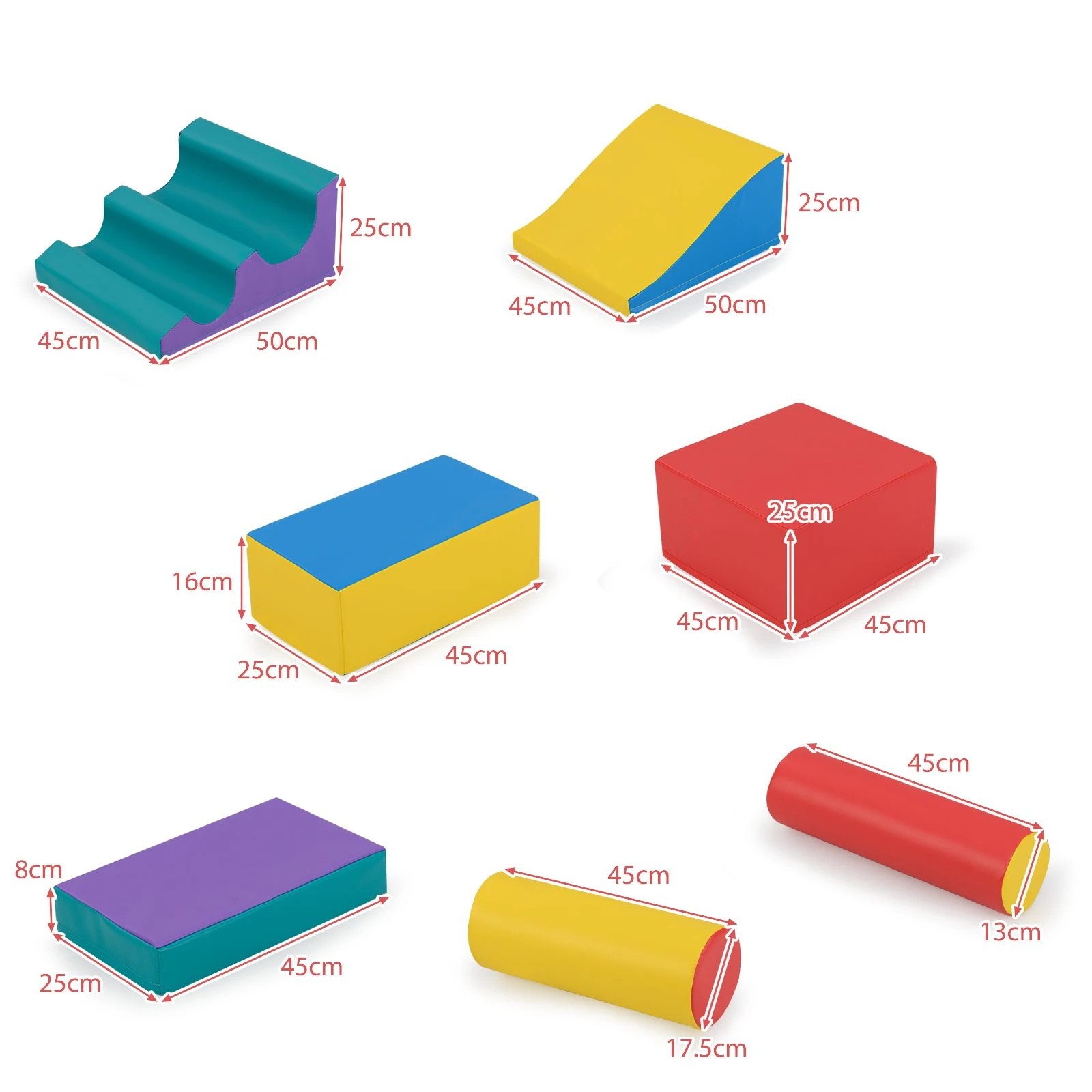 2 Costway 7Pcs Foam Building Blocks Climb Crawl Playset, 2 of 2