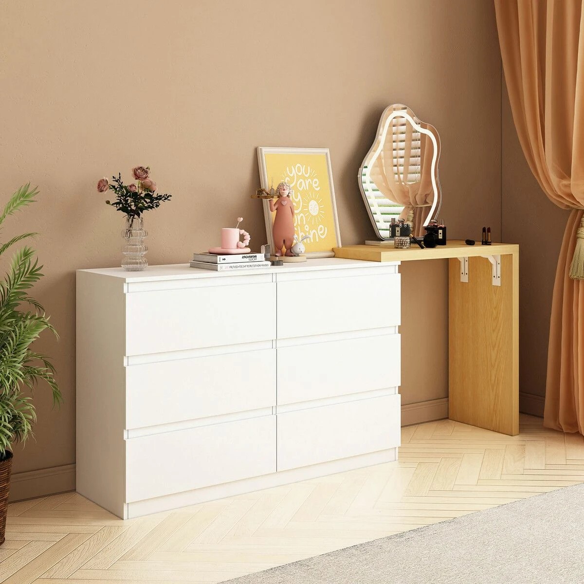 3 Ausway 6 Chest of Drawers Dresser Makeup Vanity Tallboy Storage Cabinet, 3 of 8