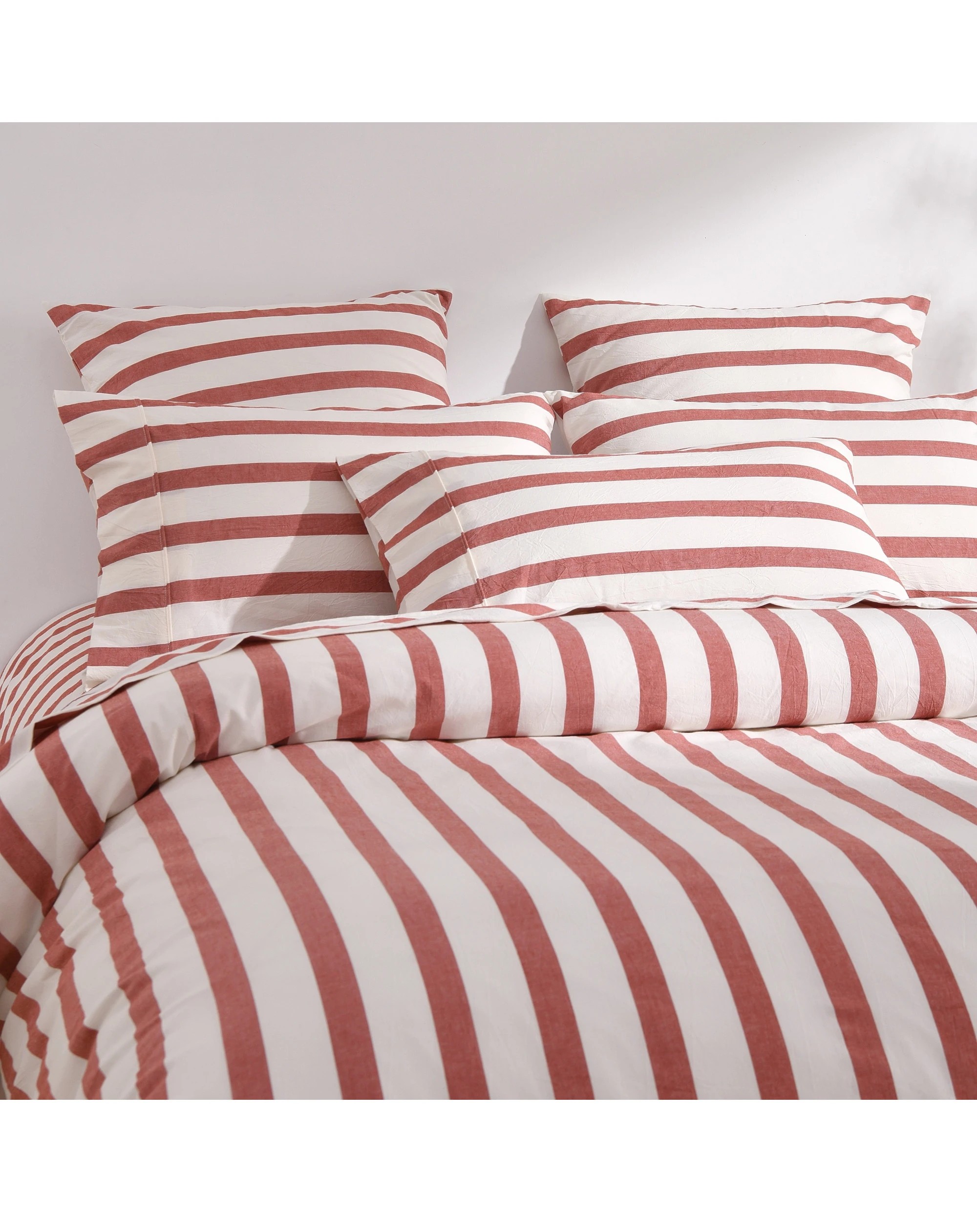 2 Dreamaker Cove Yarn Dyed Washed Cotton Striped Quilt Cover Set - Super King Bed - Rust, 2 of 7