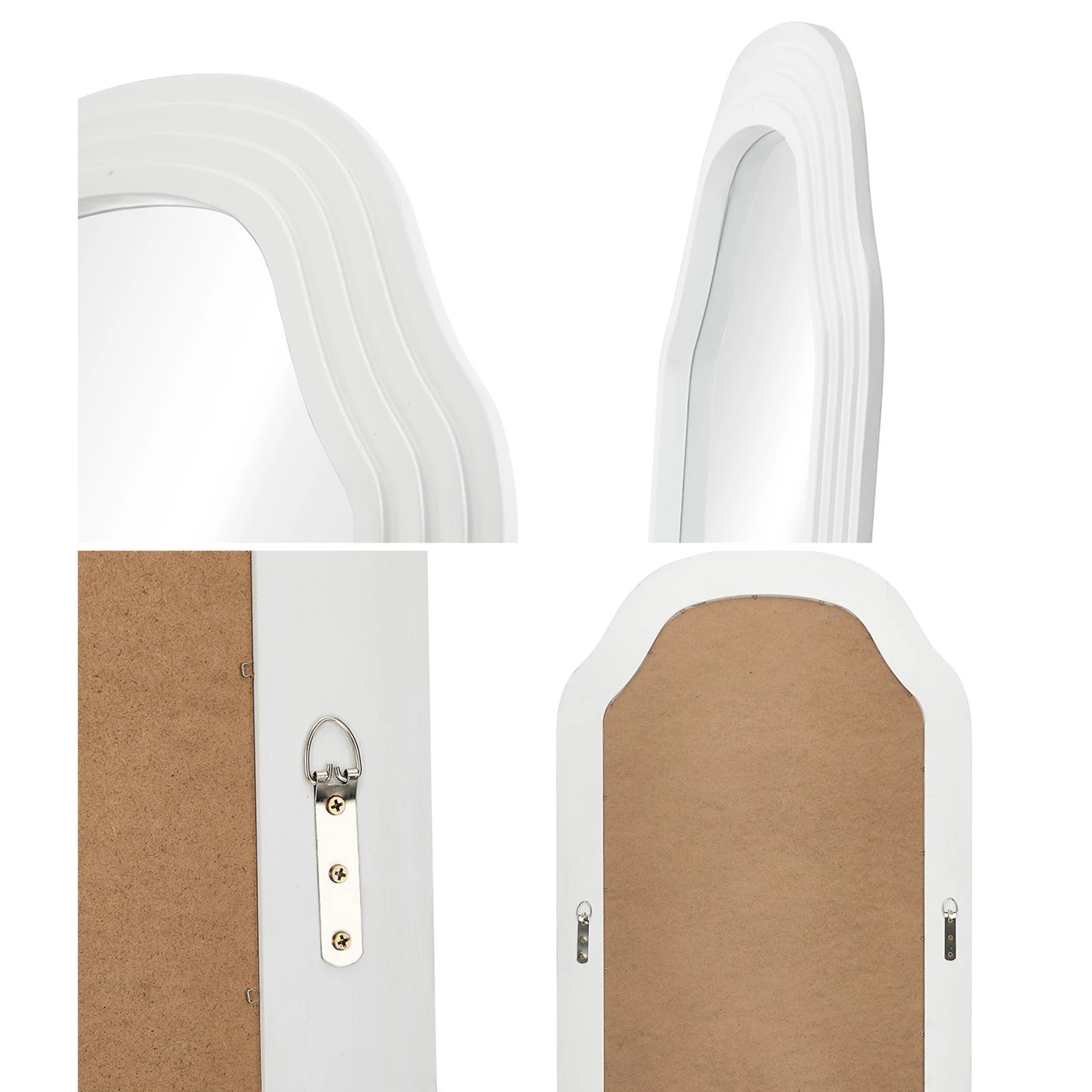 6 Oikiture Full Length Mirror Floor Makeup Mirrors 165x60cm Wood Bedroom - White, 6 of 10