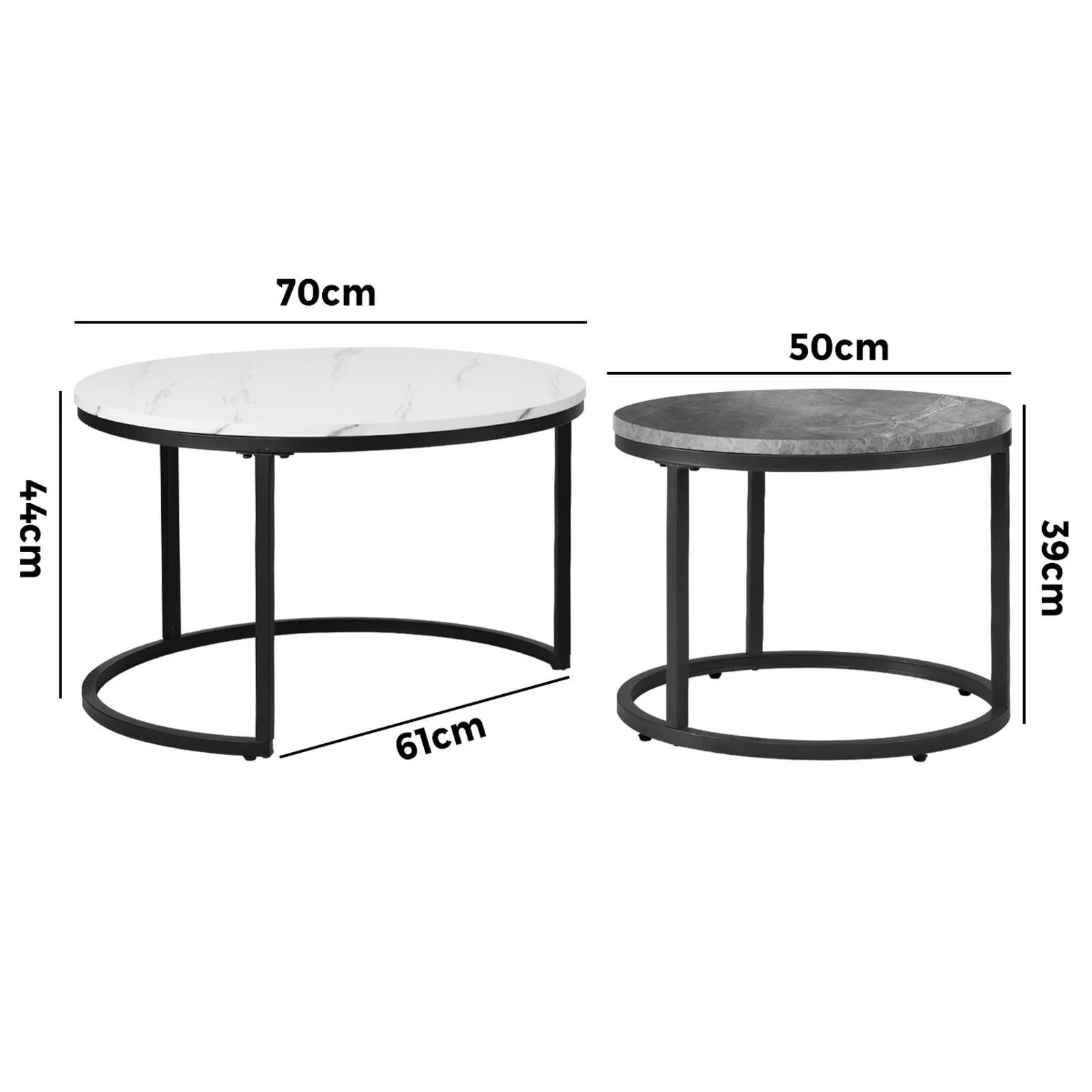 10 Oikiture Set Of 2 Coffee Table Round Nesting Side End Table
 - Multi, 10 of 10