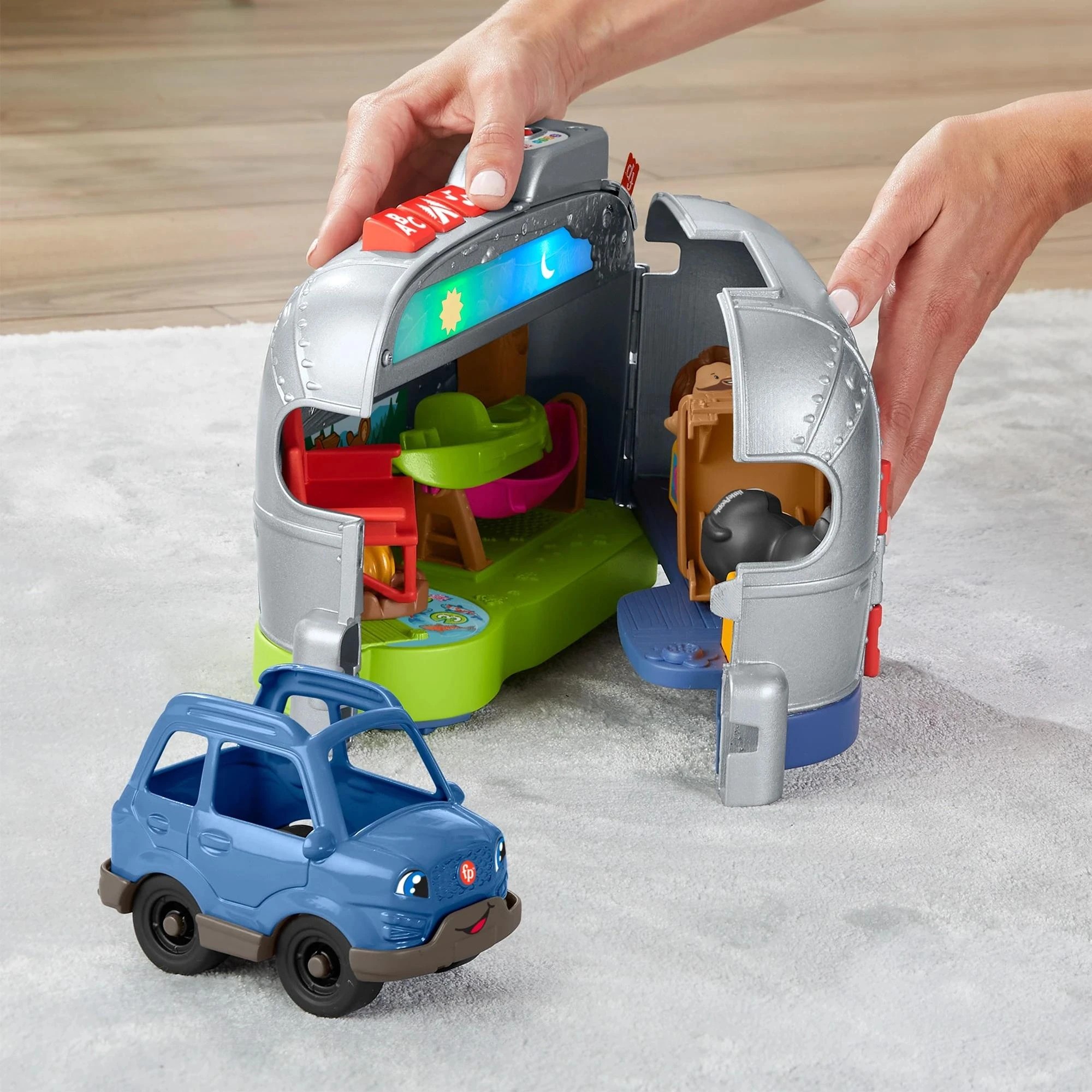 6 Fisher-Price Little People Light-Up Learning Camper - Blue, 6 of 9