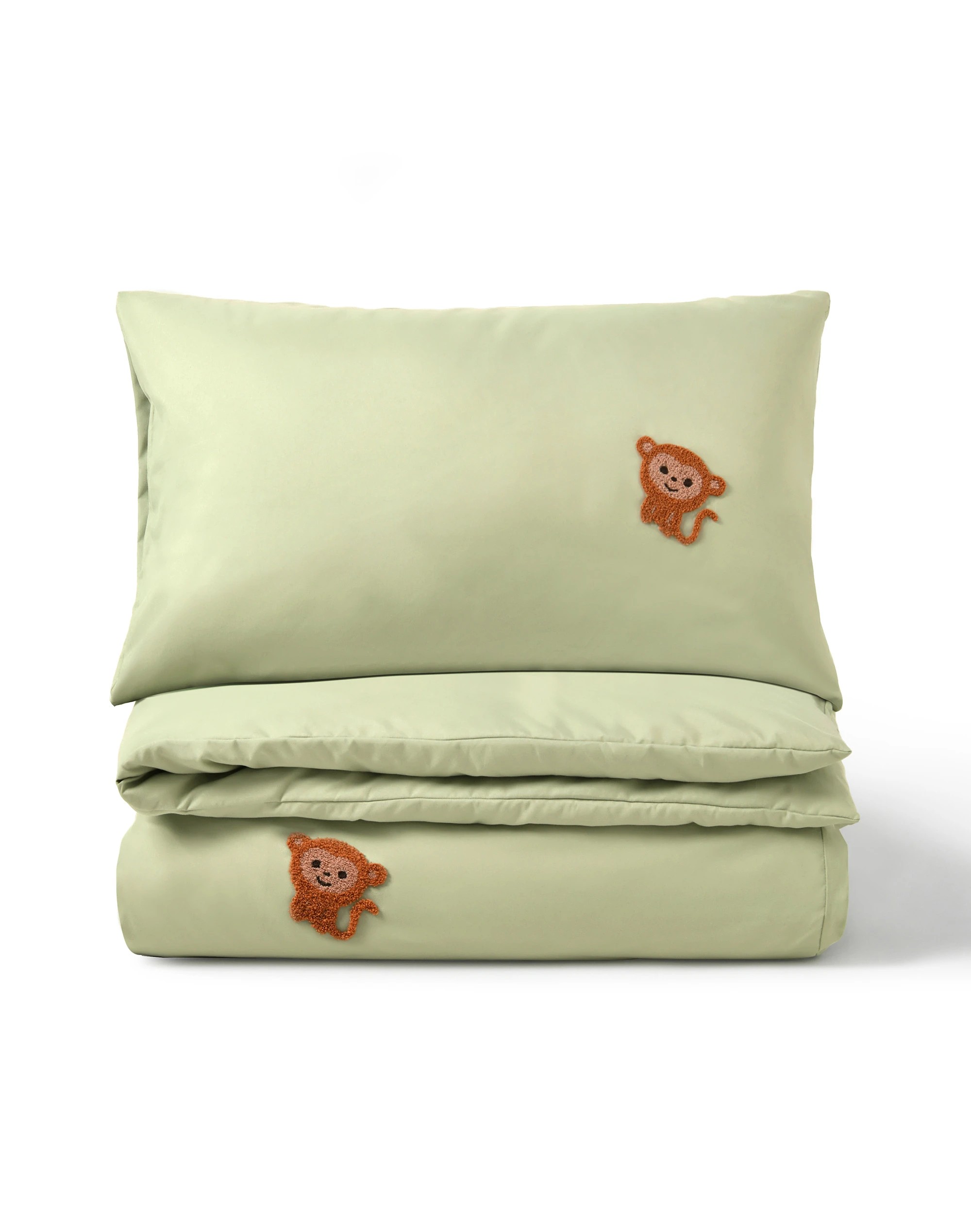 3 Jack & Ava Bongo the Monkey Embroidered Kids Quilt Cover Set - Queen Bed - Green, 3 of 7