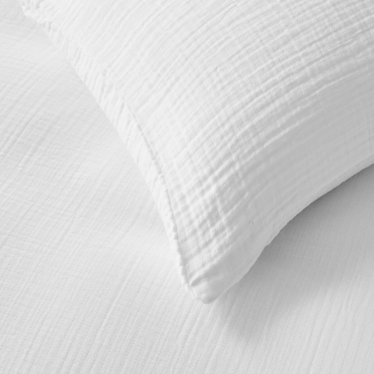 3 Muslin Cotton Quilt Cover Set - Double Bed, White, 3 of 6