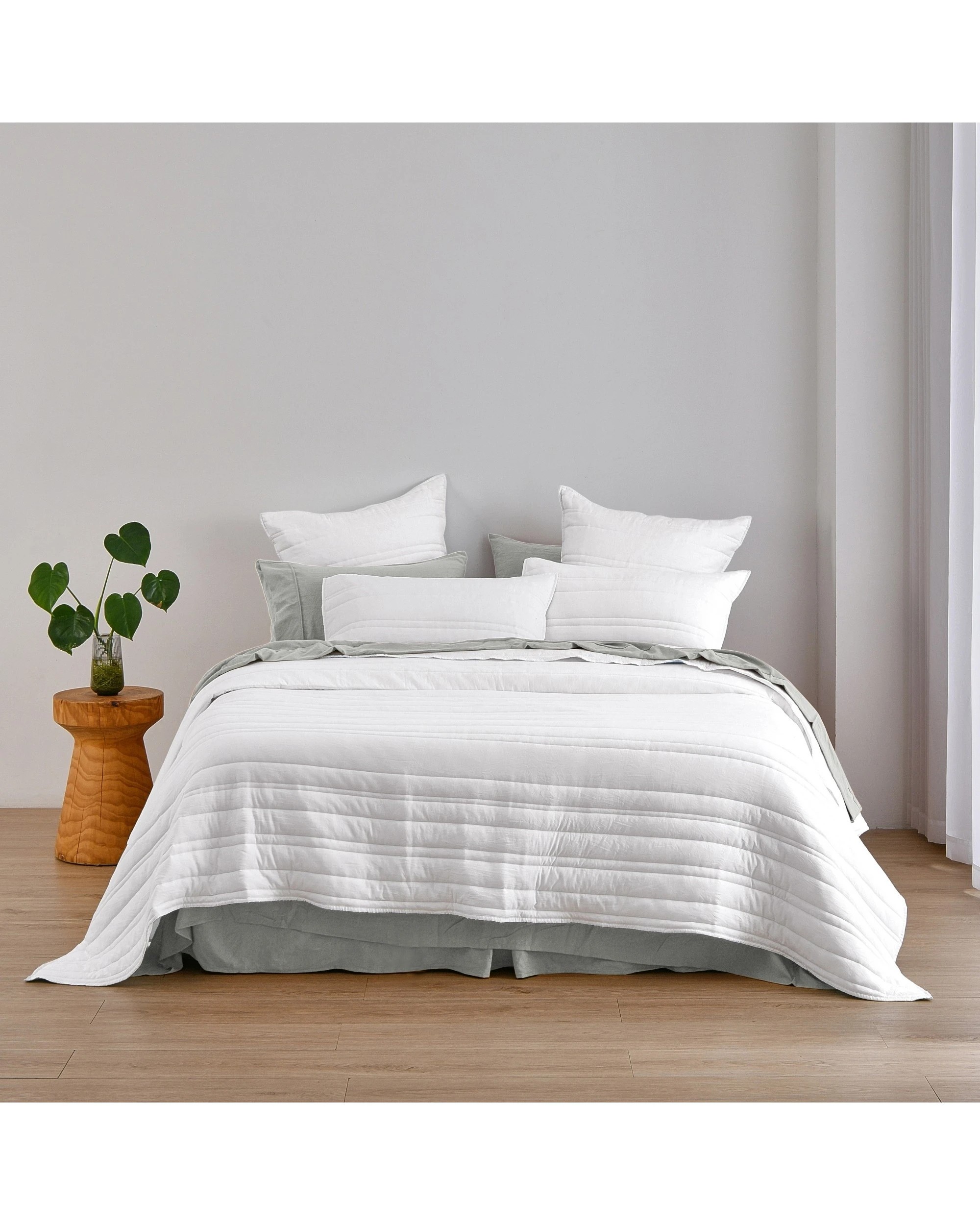 5 Dreamaker Superfine Washed Microfibre Stripe Quilted Coverlet Set - Queen/King - White, 5 of 7