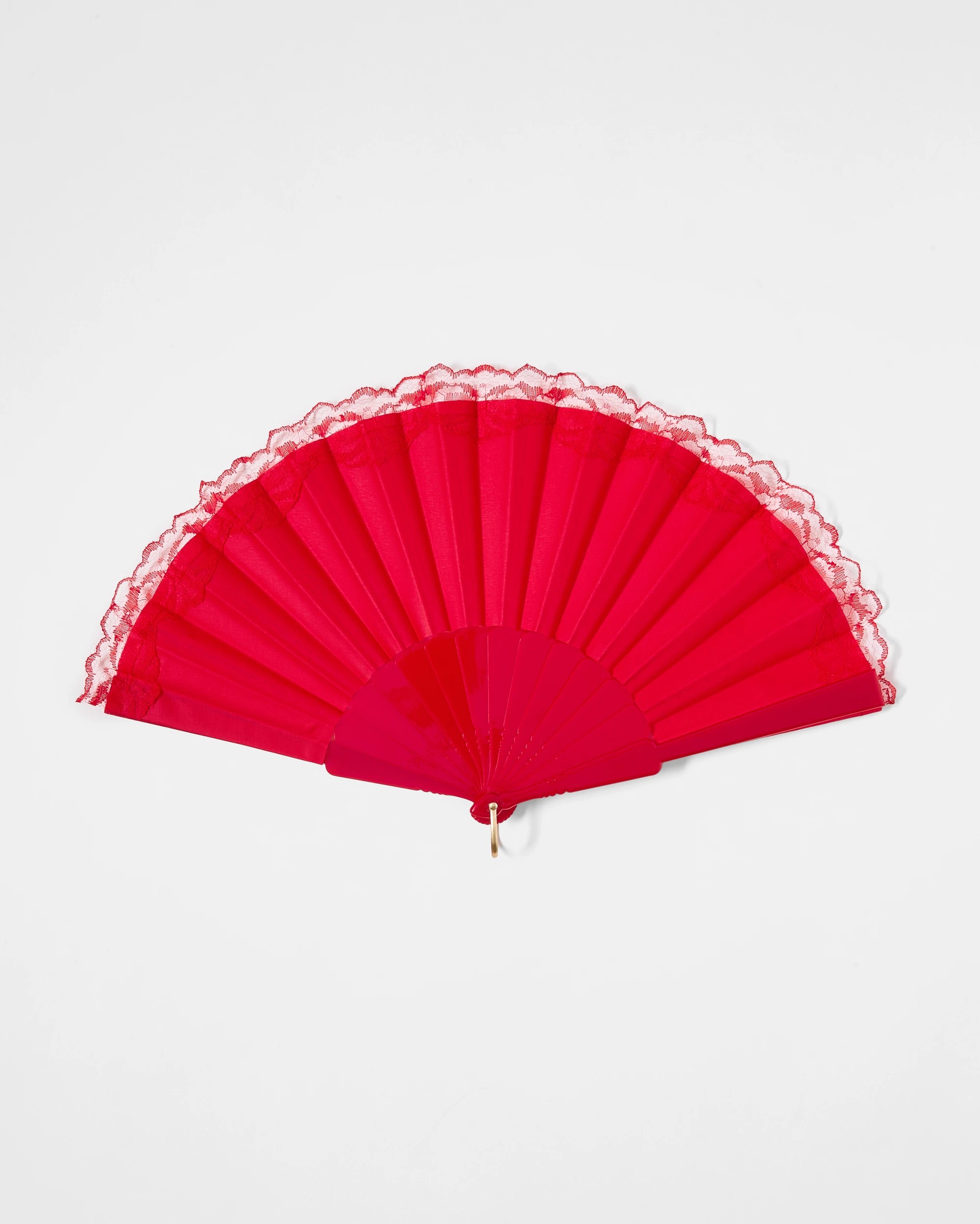 1 Lace Trim Fan - Red, 1 of 3