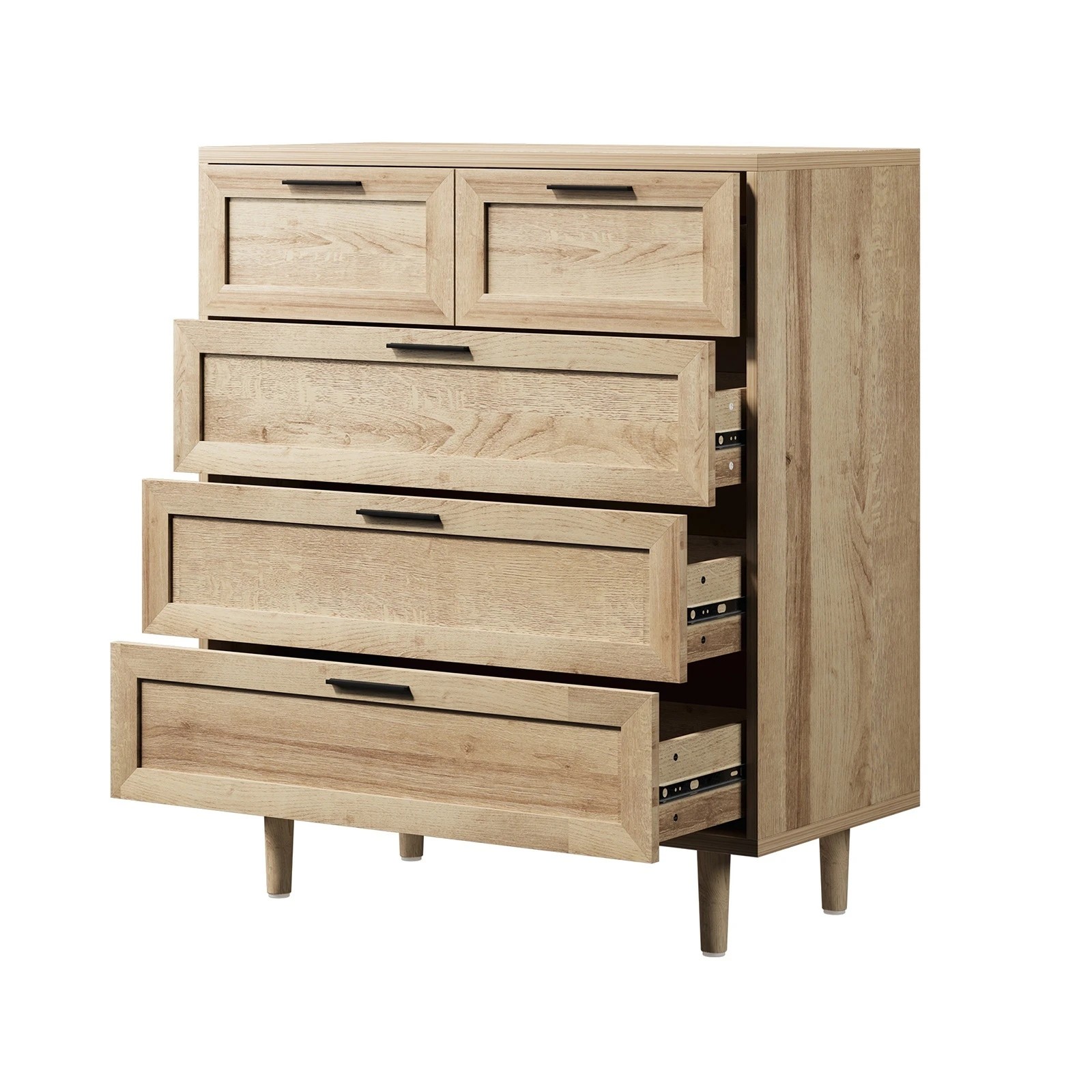 8 Oikiture 5 Chest Of Drawers Dresser Chest Storage Cabinet Tallboy
 - Natural, 8 of 10