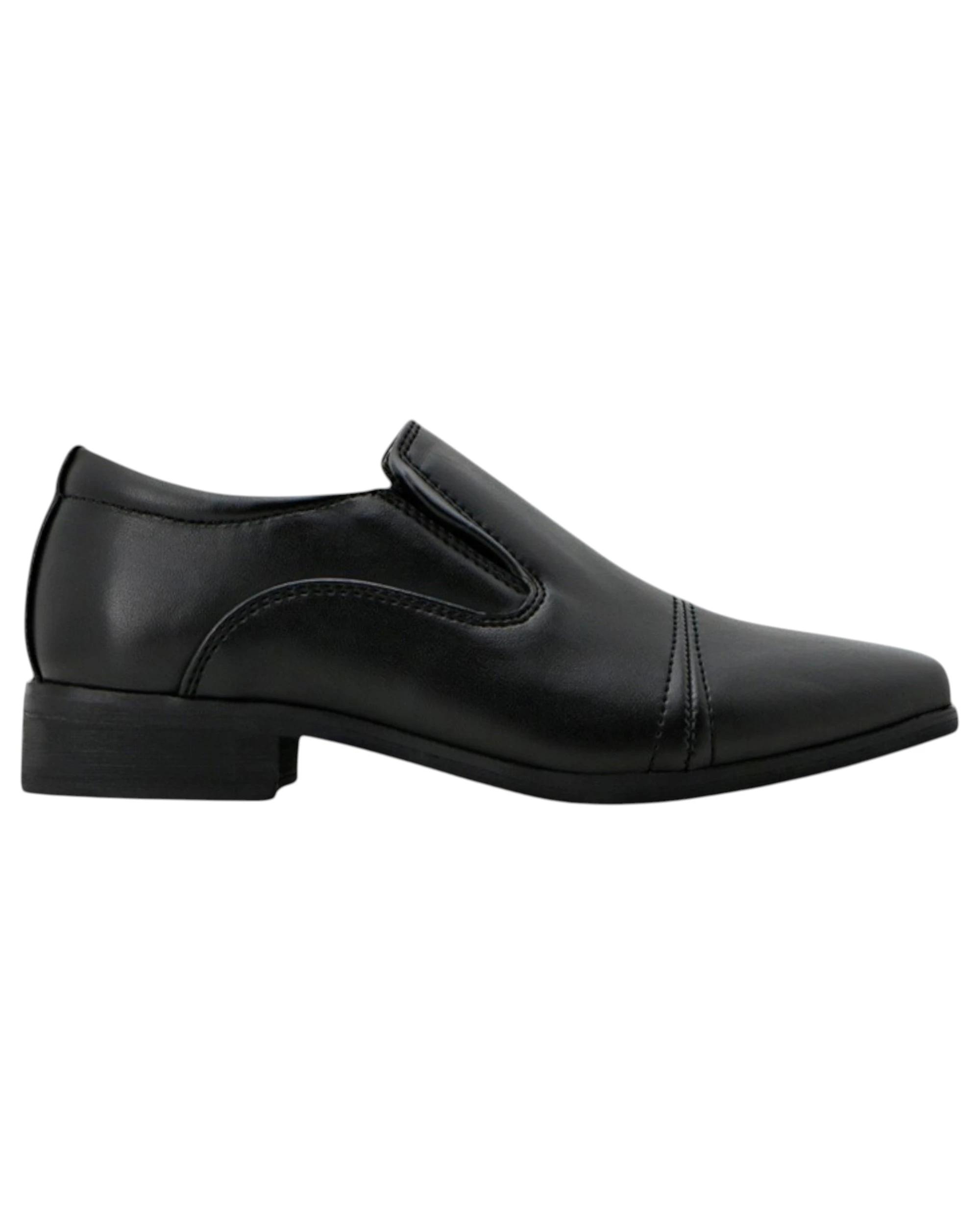 2 Grosby Kids Tex Black Slip On Formal School Shoes BLACK, 2 of 3