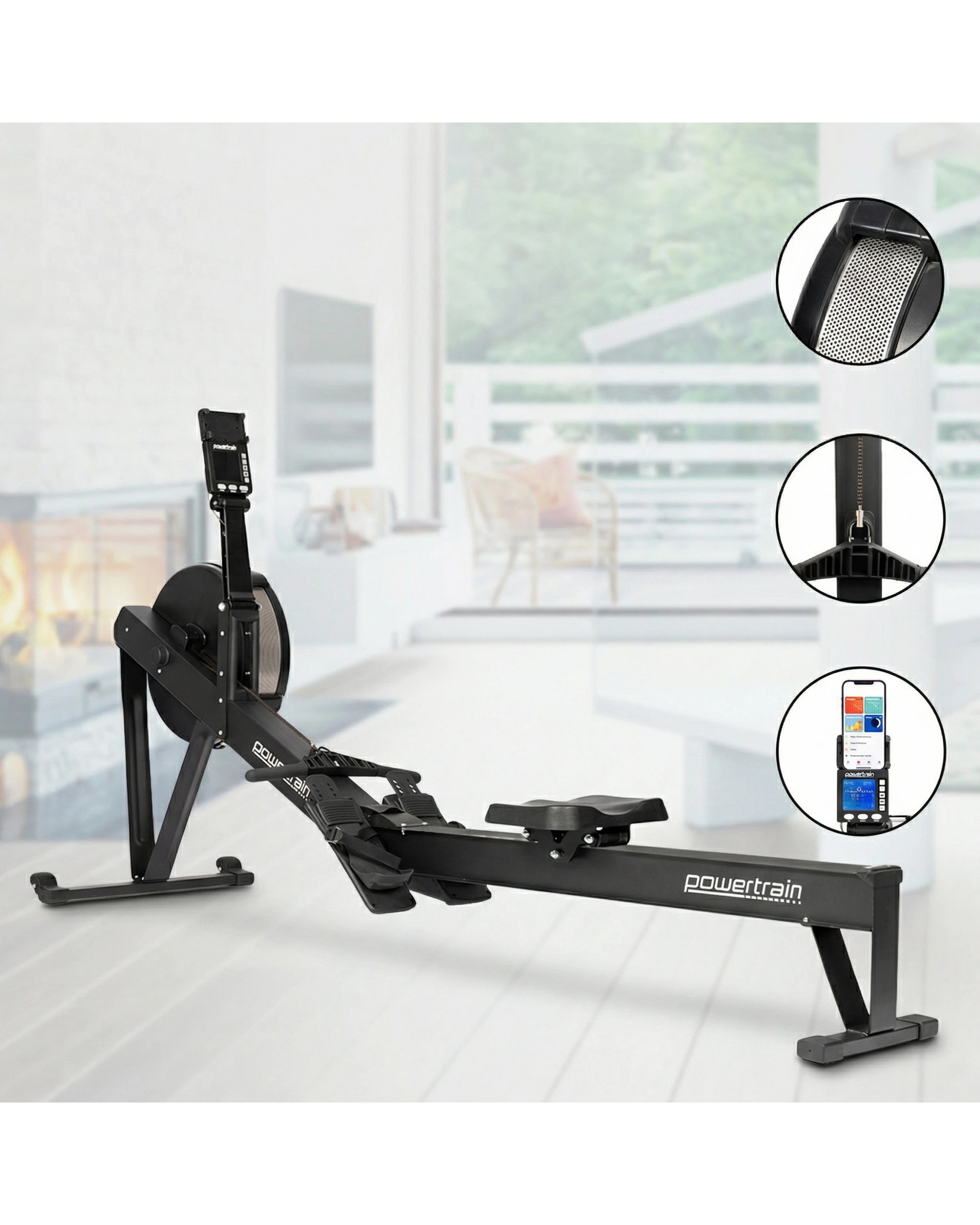 8 Powertrain Air Rowing Machine Resistance Rower for Home Gym Cardio, 8 of 10