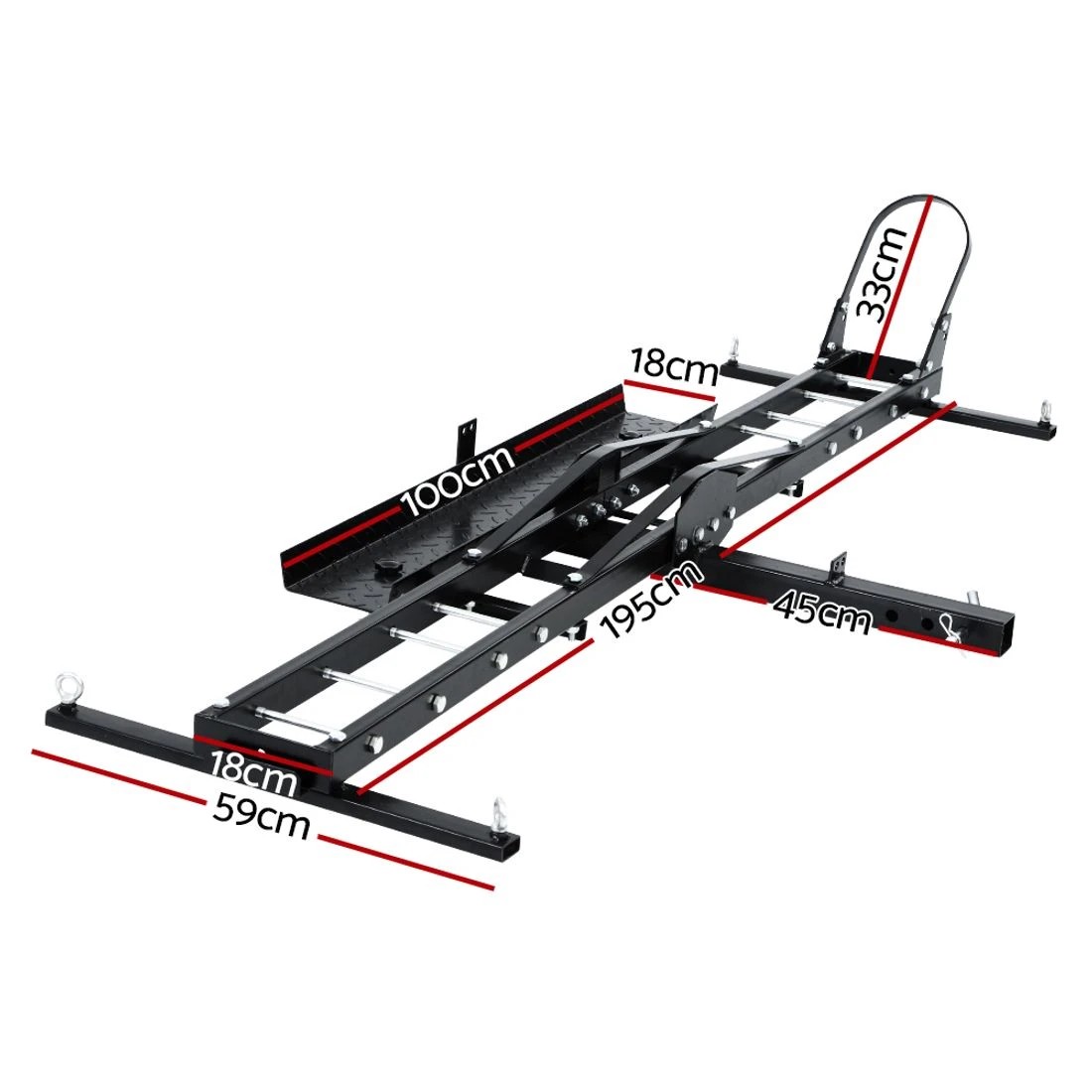 2 Giantz Motorcycle Carrier Rack Arm Dirt Bike Ramp, 2" Towbar Steel Fit for Motorbike - Black, 2 of 7