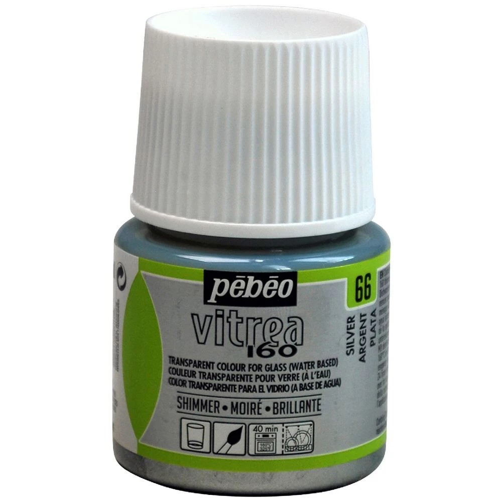 1 Pebeo Vitrea 160 Shimmer Glass Paint 45mL Silver, 1 of 1