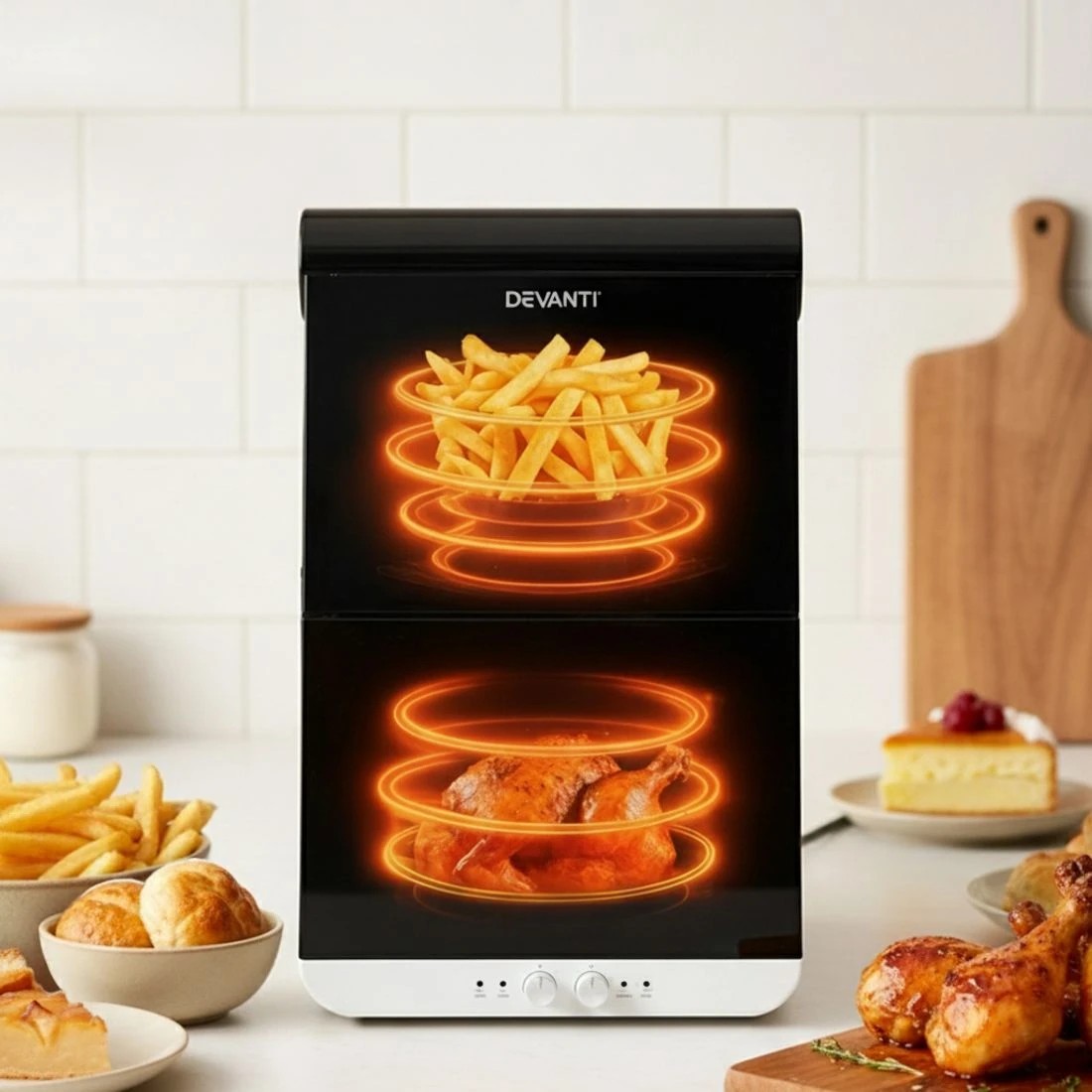 7 Devanti Air Fryer Oven 11L Dual Zone Fryers - White, 7 of 8