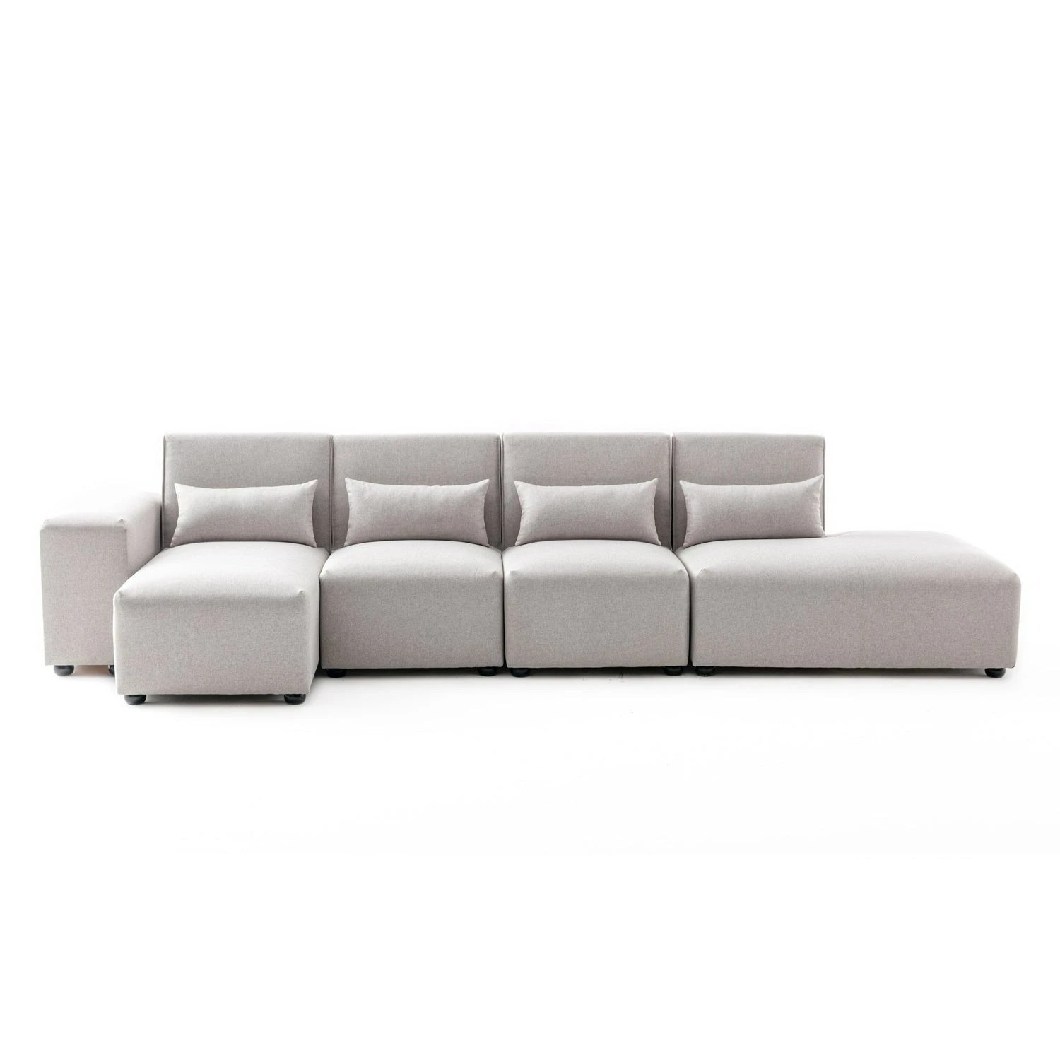 1 Foret 5 Seater Sofa Modular Corner Lounge Couch Fabric Right Chaise Beige, 1 of 9