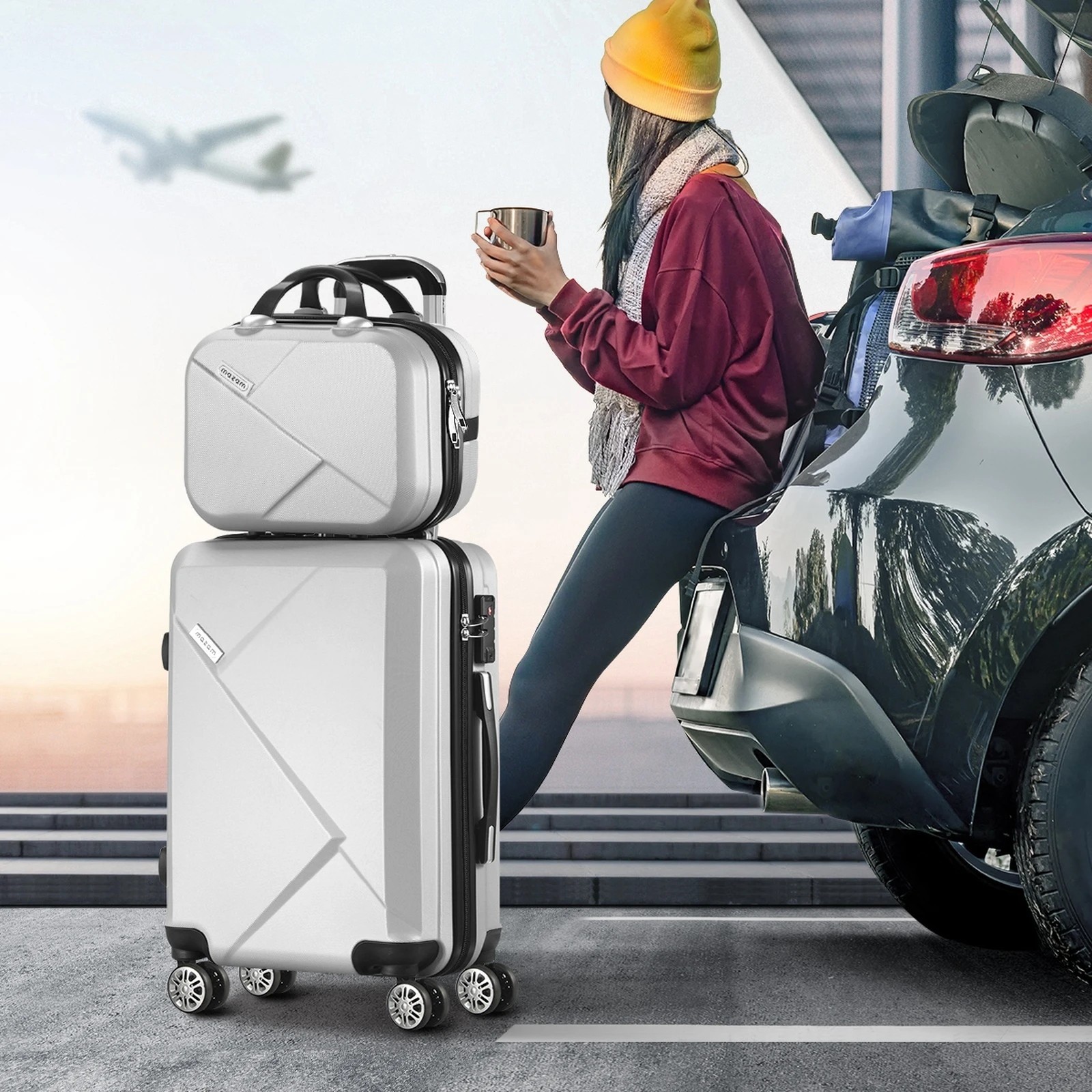 4 Mazam 2PCS Luggage Suitcase Trolley Set - Silver, 4 of 8