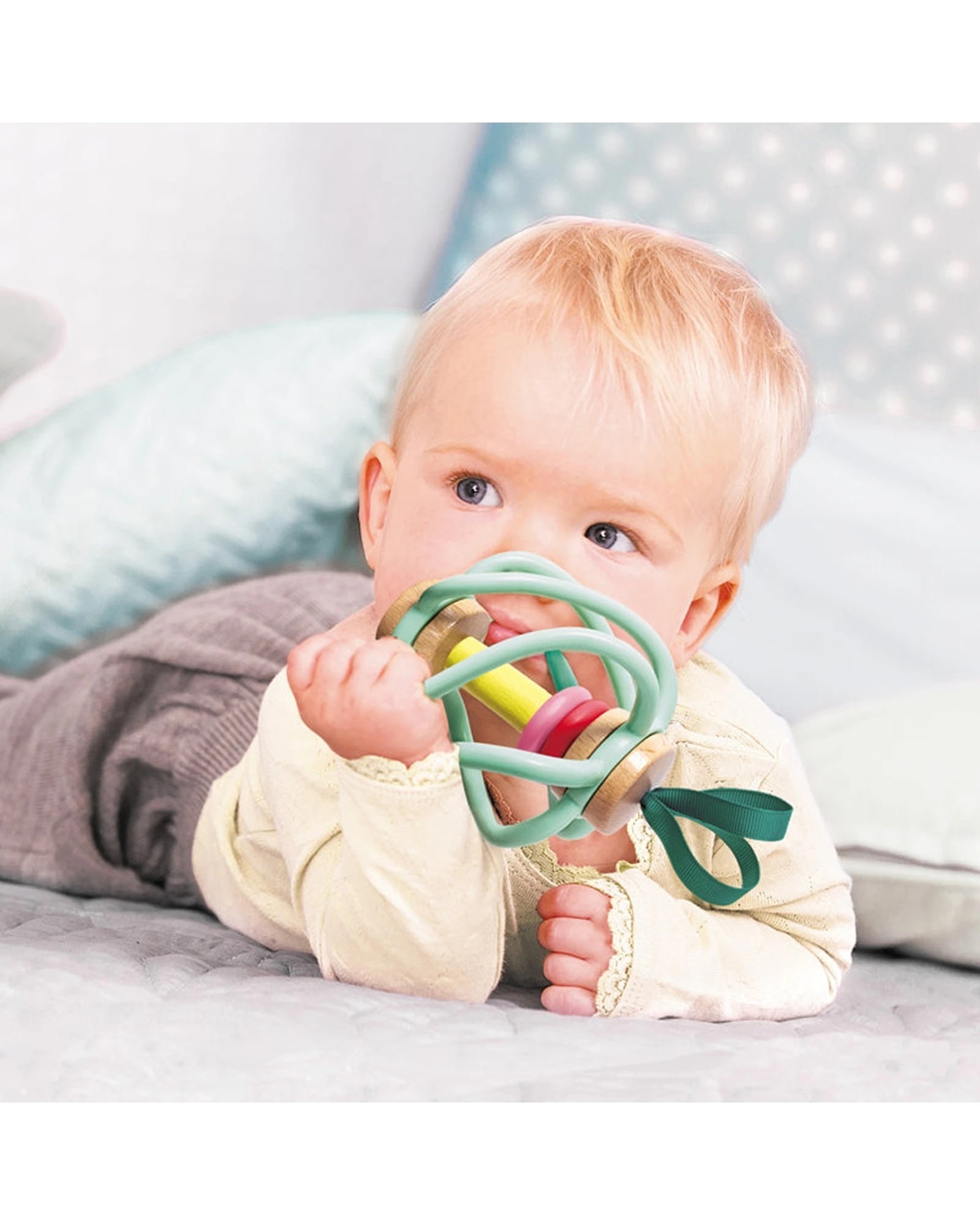 3 Hape Apple Grab Toy Silicone Teether Rattle Baby Safe Soft Chewable Infant Toy - Multi, 3 of 3