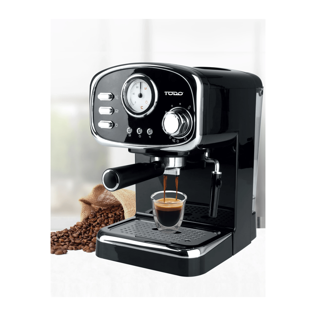 4 TODO Espresso Coffee Machine Maker Automatic 15 Bar Pump 1.25L - Black, 4 of 4