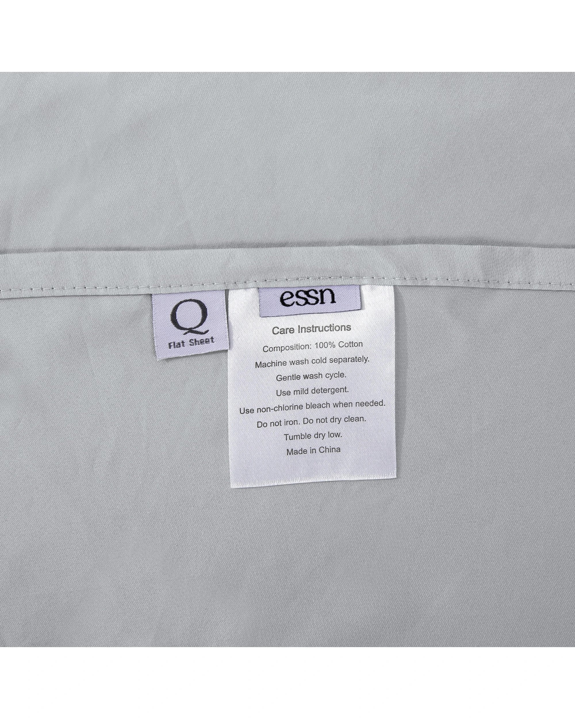5 ESSN 500TC Cotton Sateen Flat Sheet - King Bed - Silver, 5 of 7