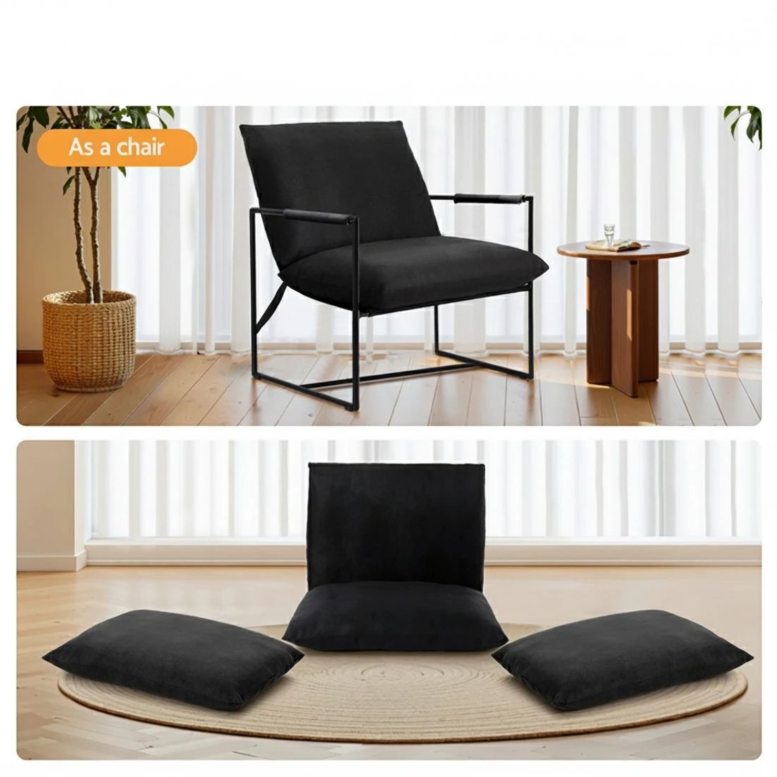 4 Artiss Armchair Lounge Chair Sling - Black, 4 of 7