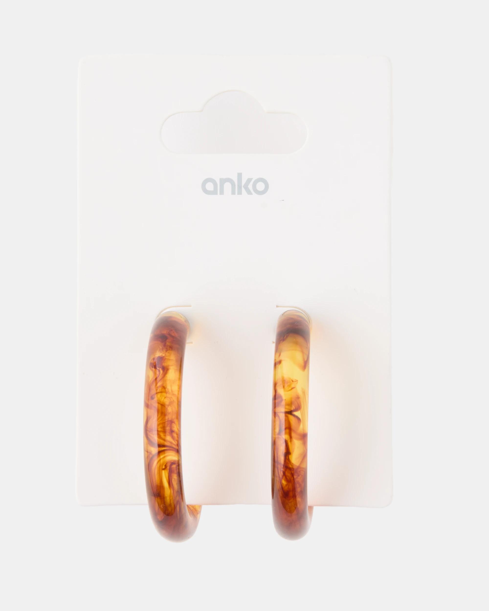 3 Tortoise Hoop Earrings - Brown Brown, 3 of 3