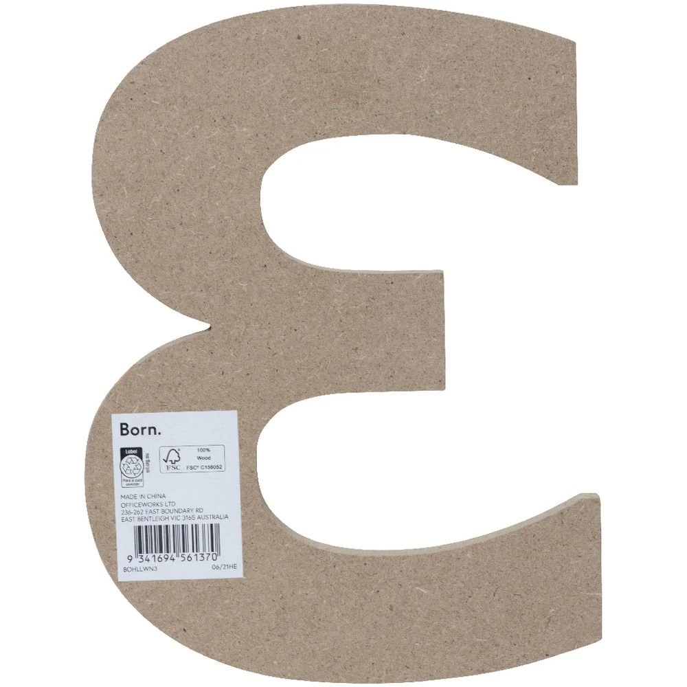 2 Born Wooden Number 3 20cm, 2 of 3