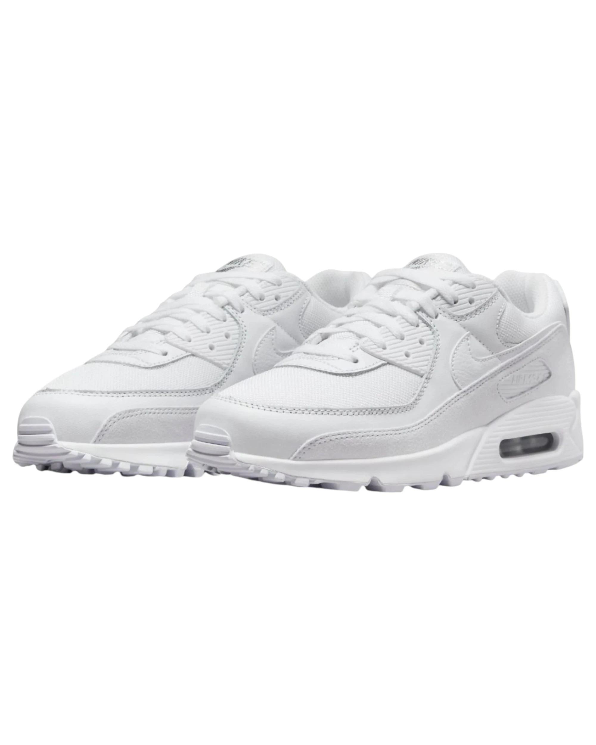 6 Nike Mens Air Max 90 Premium Triple White Athletic Shoes White, 6 of 8