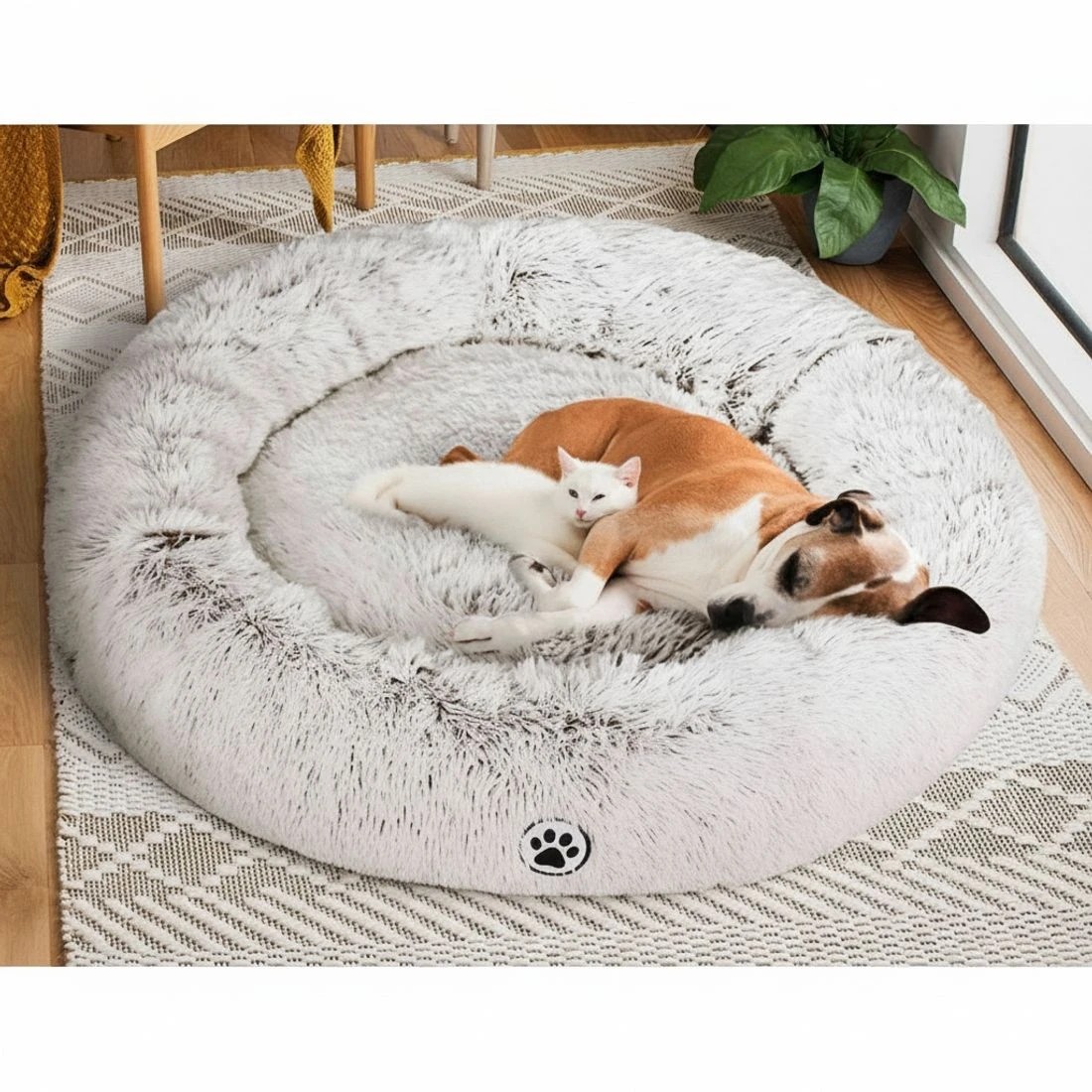 7 i.Pet Pet Bed Dog Cat 110cm Calming Extra Large Soft Plush - White, 7 of 7