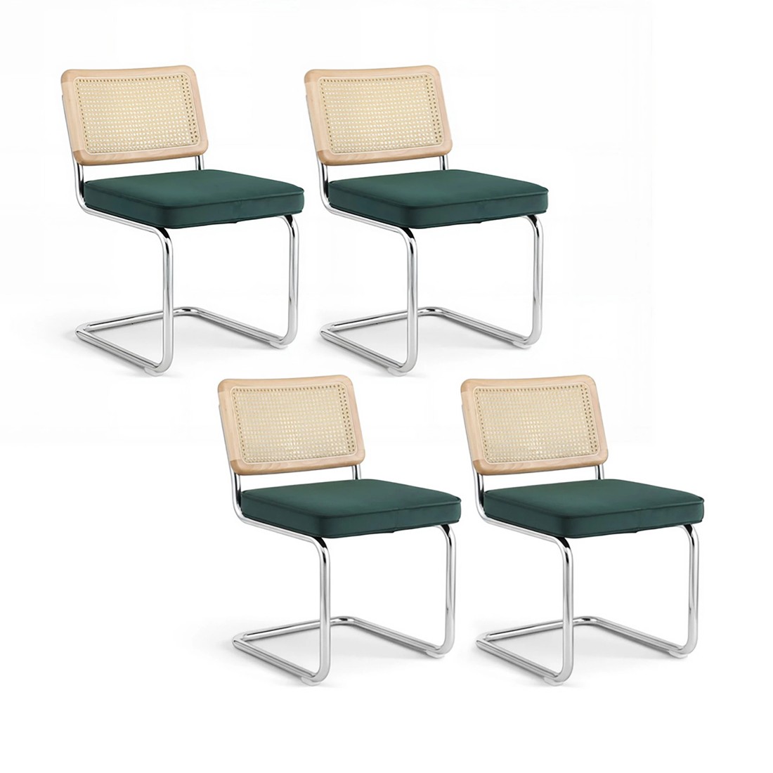 1 Artiss Dining Chairs Set of 4  Rattan Cantilever - Green, 1 of 2