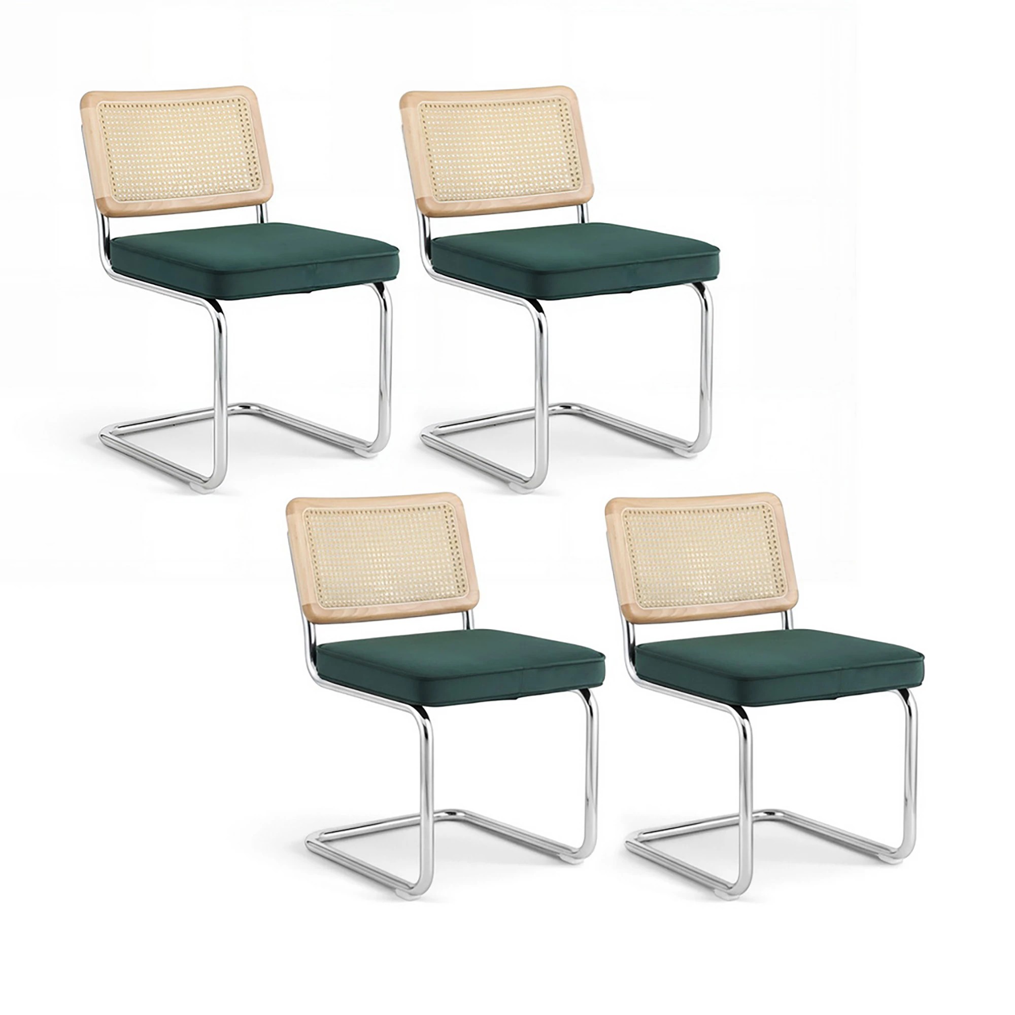 1 Artiss Dining Chairs Set of 4  Rattan Cantilever - Green, 1 of 6