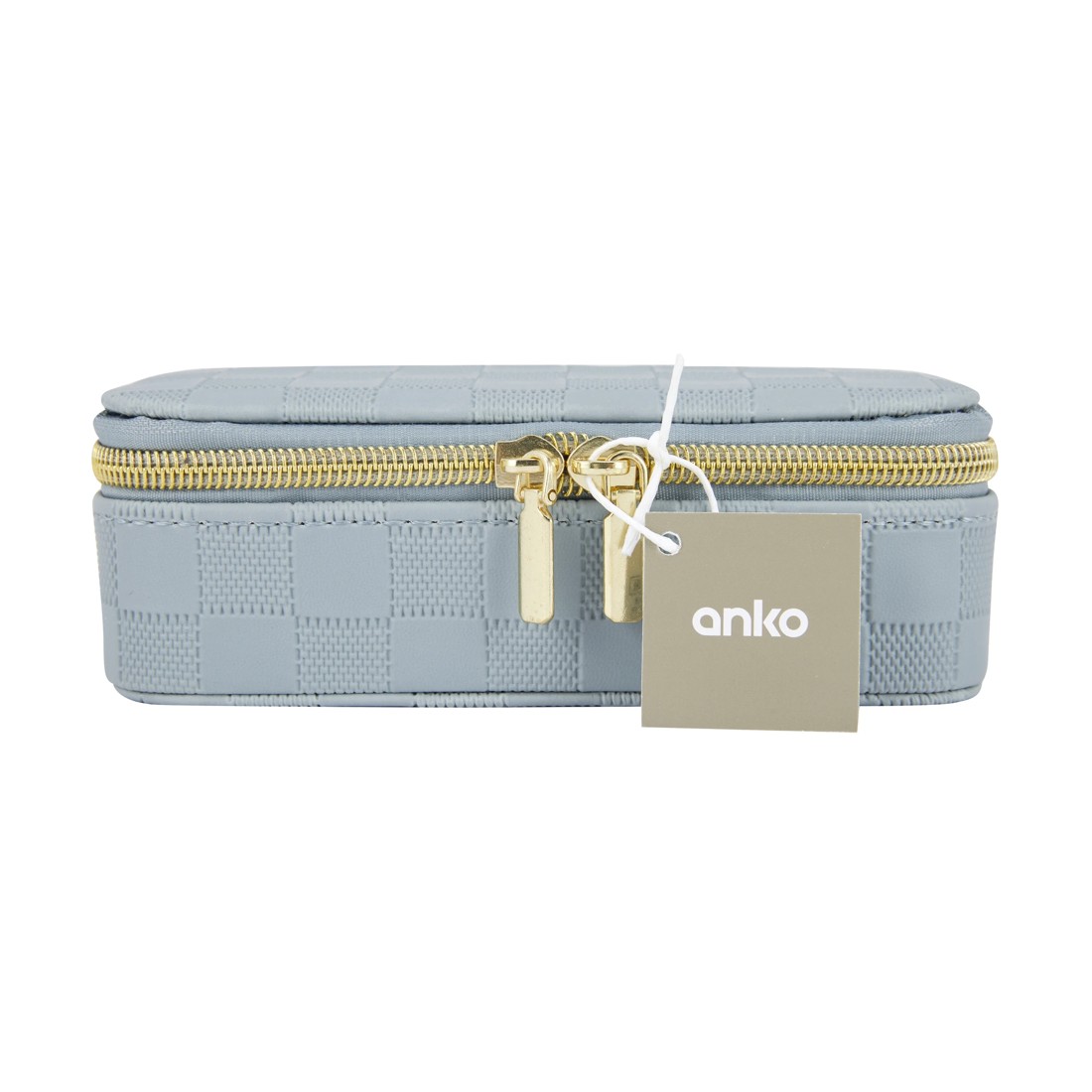 7 Blue Check Small Zip Jewellery Case, 7 of 7