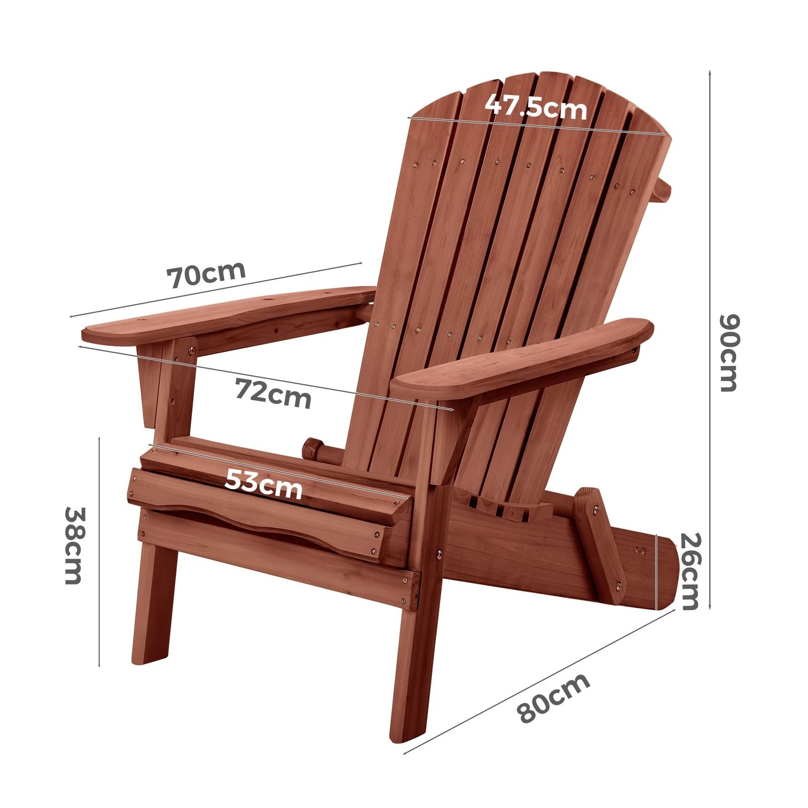 7 Alfordson 2x Outdoor Chairs Wooden Adirondack Patio Furniture Beach Garden - Brown, 7 of 9