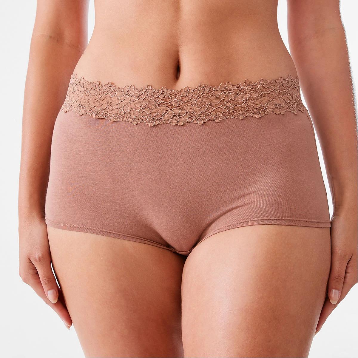 4 3 Pack Cotton Lace Boyleg Briefs Bk Sc Lf, 4 of 8