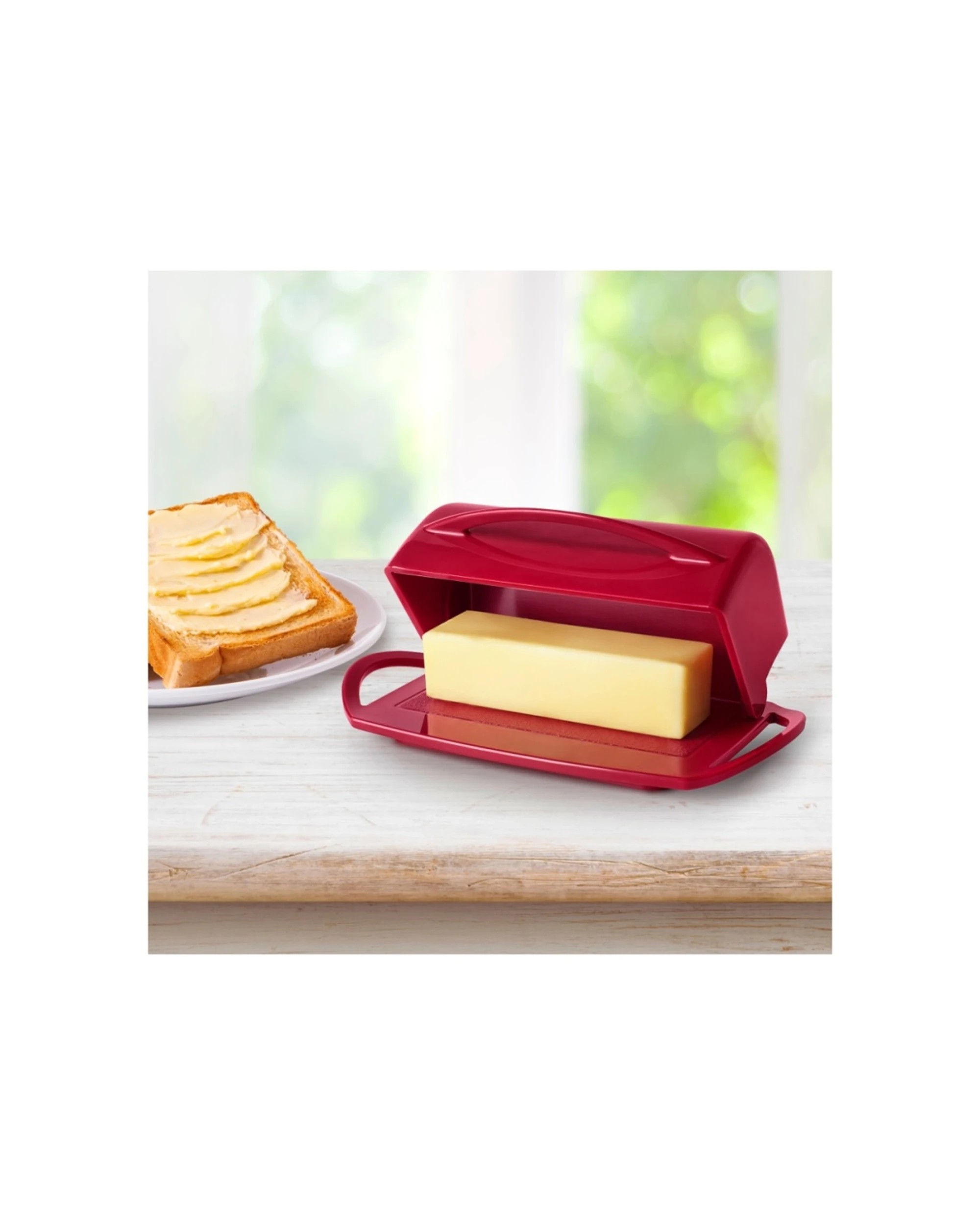 5 Better Dish Butter Container with Lid Butterie Spatula Plastic Tongs Set - Red, 5 of 9