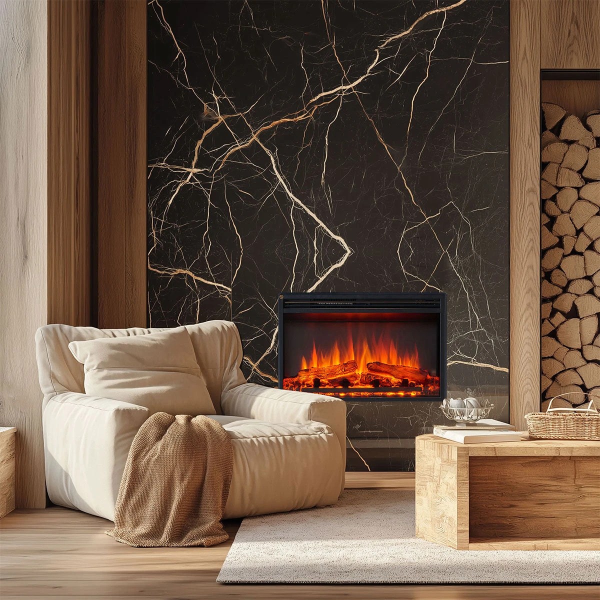 1 Moda Living Stella 27 inch Electric Fireplace Insert - Black, 1 of 2