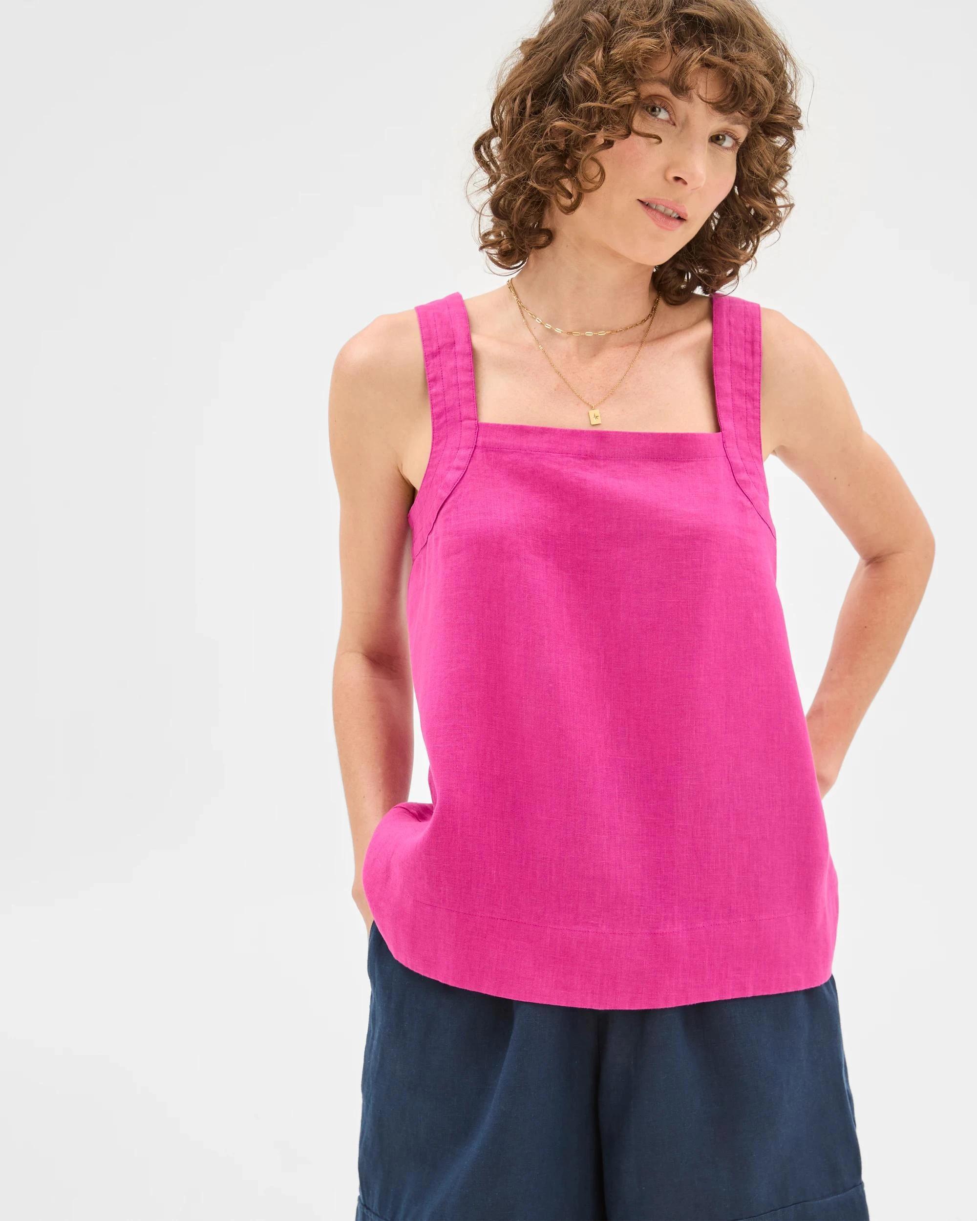 1 Target European Linen Stitch Detail Cami MAGENTA, 1 of 6