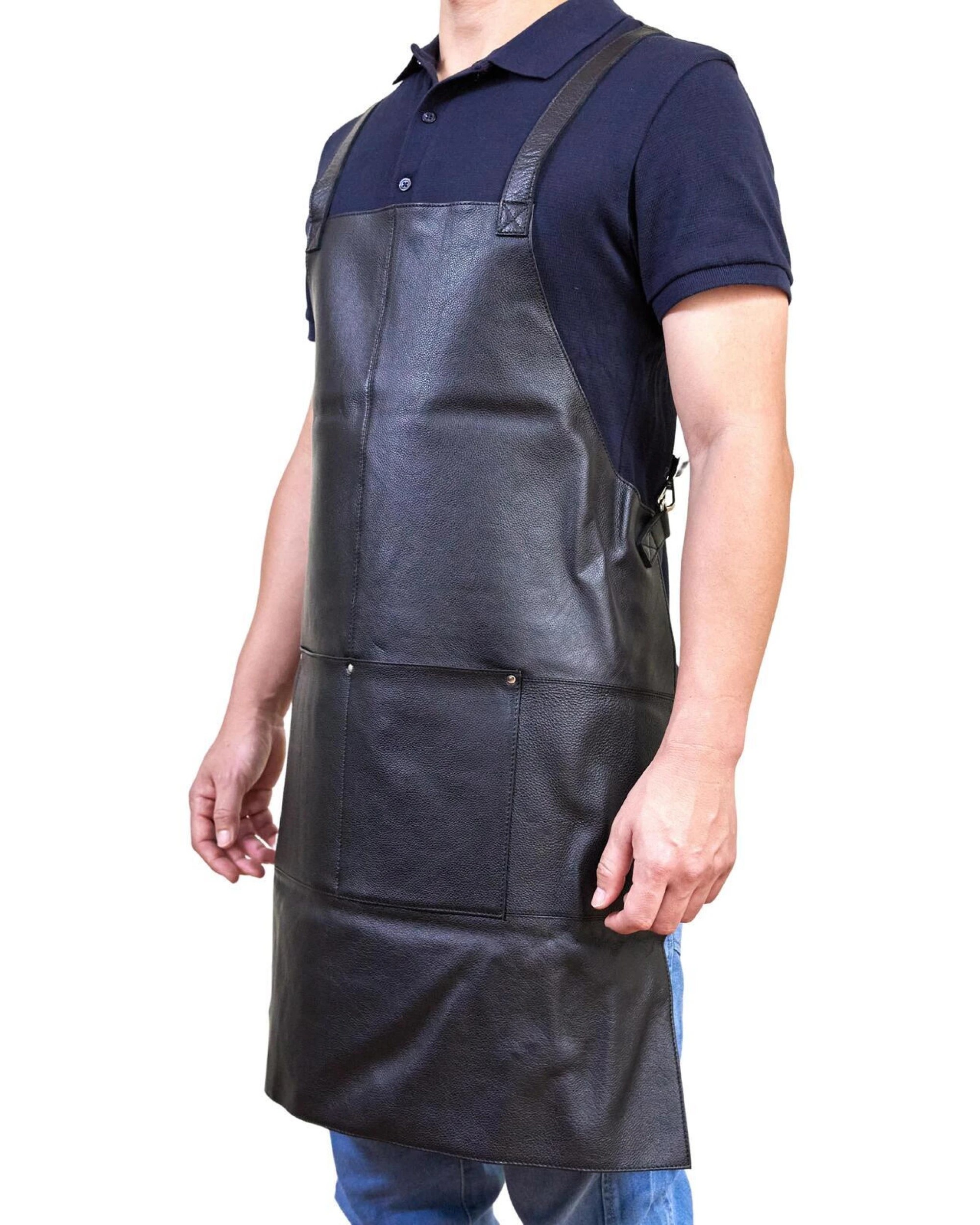 3 Pierre Cardin Professional Leather Apron Butcher Woodwork Hairdressing Barber Chef - Black, 3 of 10