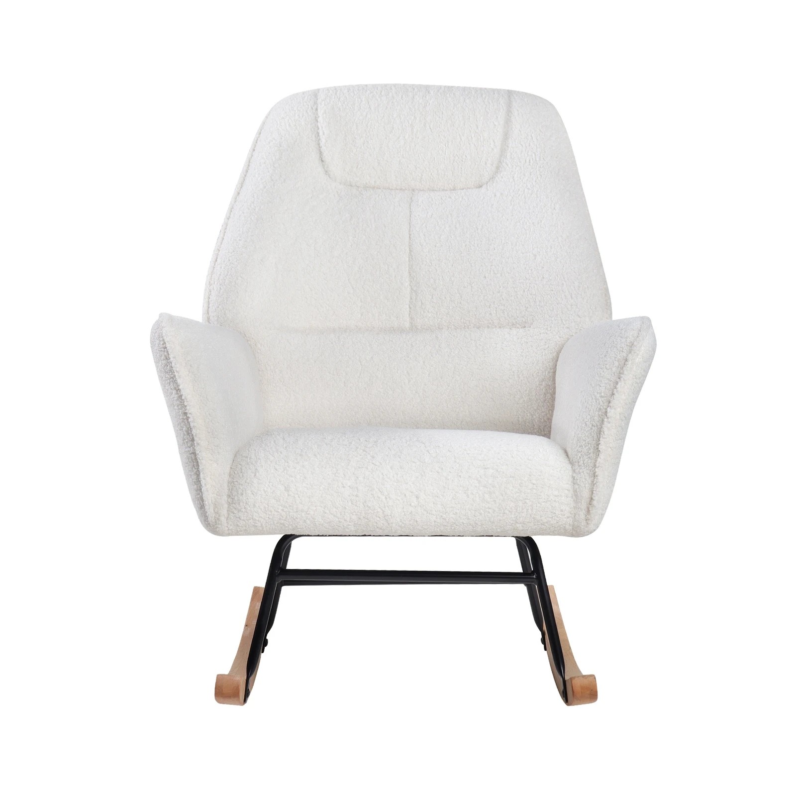 7 Oikiture Rocking Chair Nursing Armchair Sherpa Accent Chairs Upholstered - White, 7 of 10