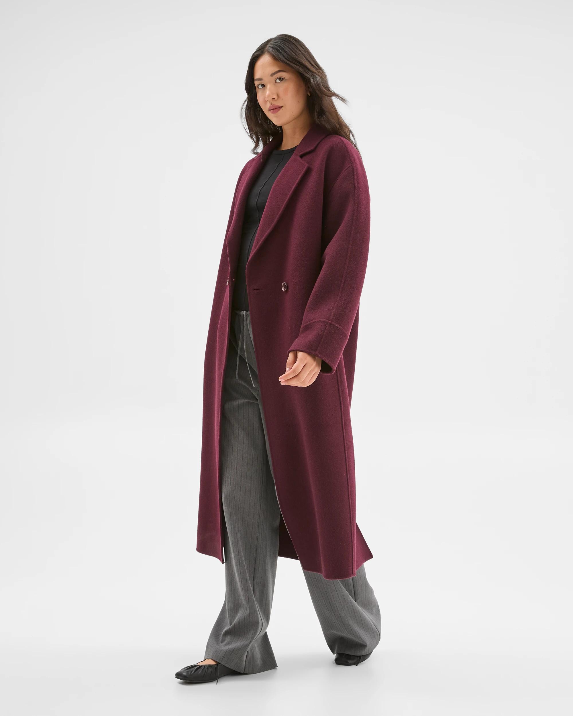 3 Preview Wool Blend Double Breasted Cocoon Coat PINOT, 3 of 7