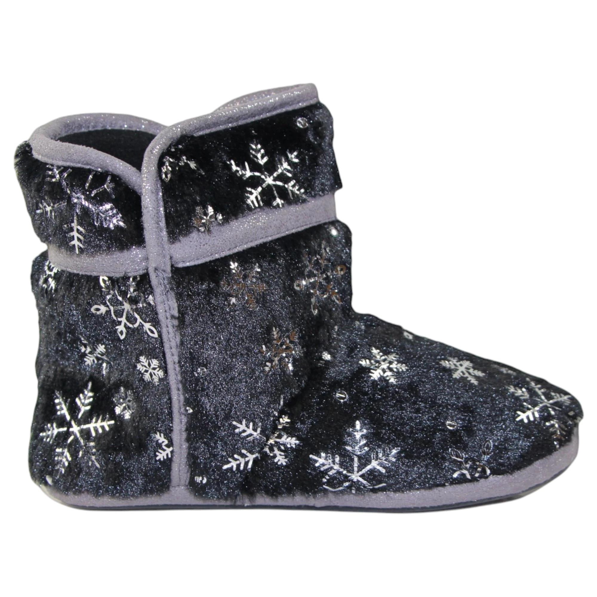 1 Bellissimo Womens Snow Boots Slippers Winter Shoes BLACK, 1 of 4