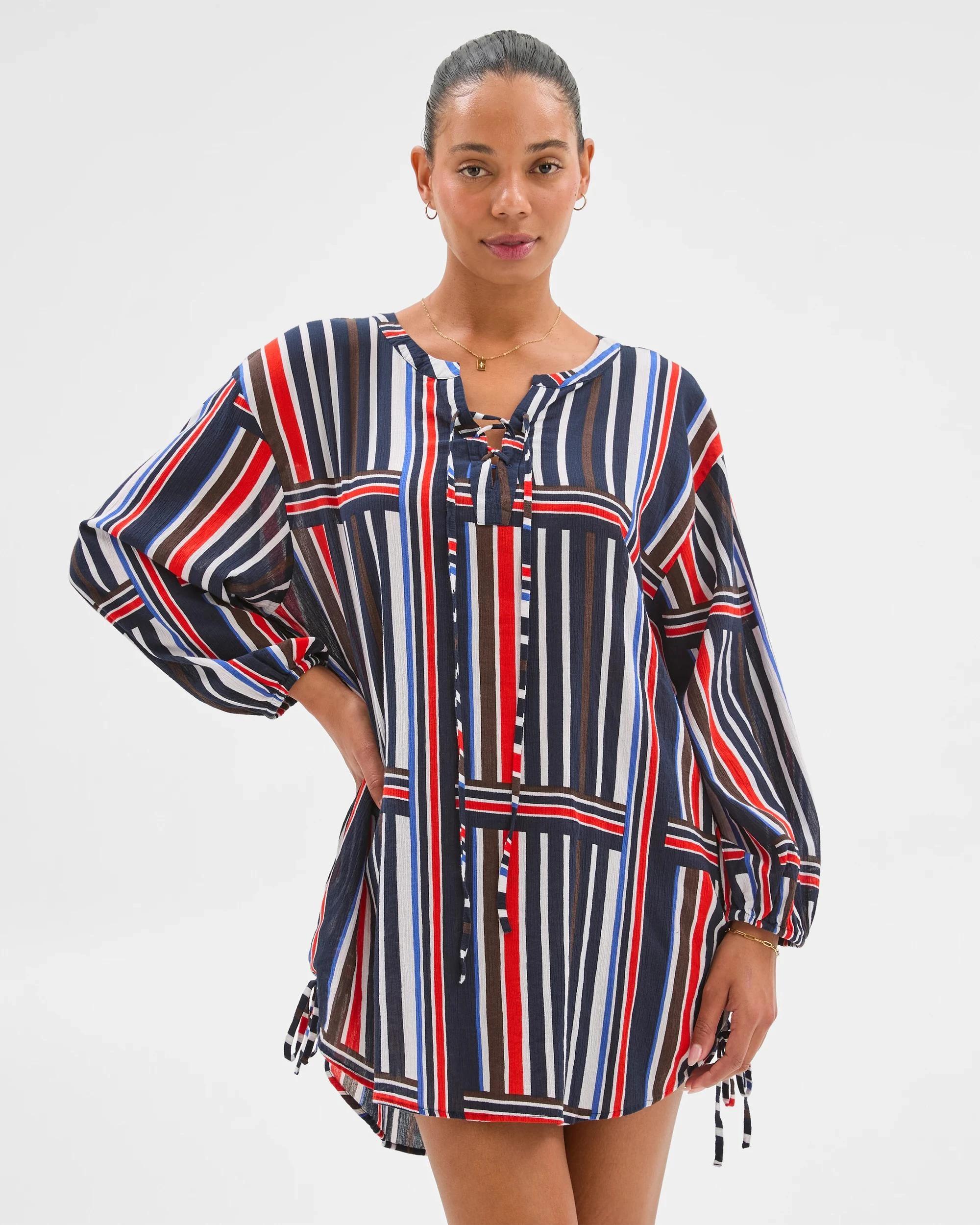 3 Target Resort Lace Up Beach Tunic STRIPE, 3 of 5