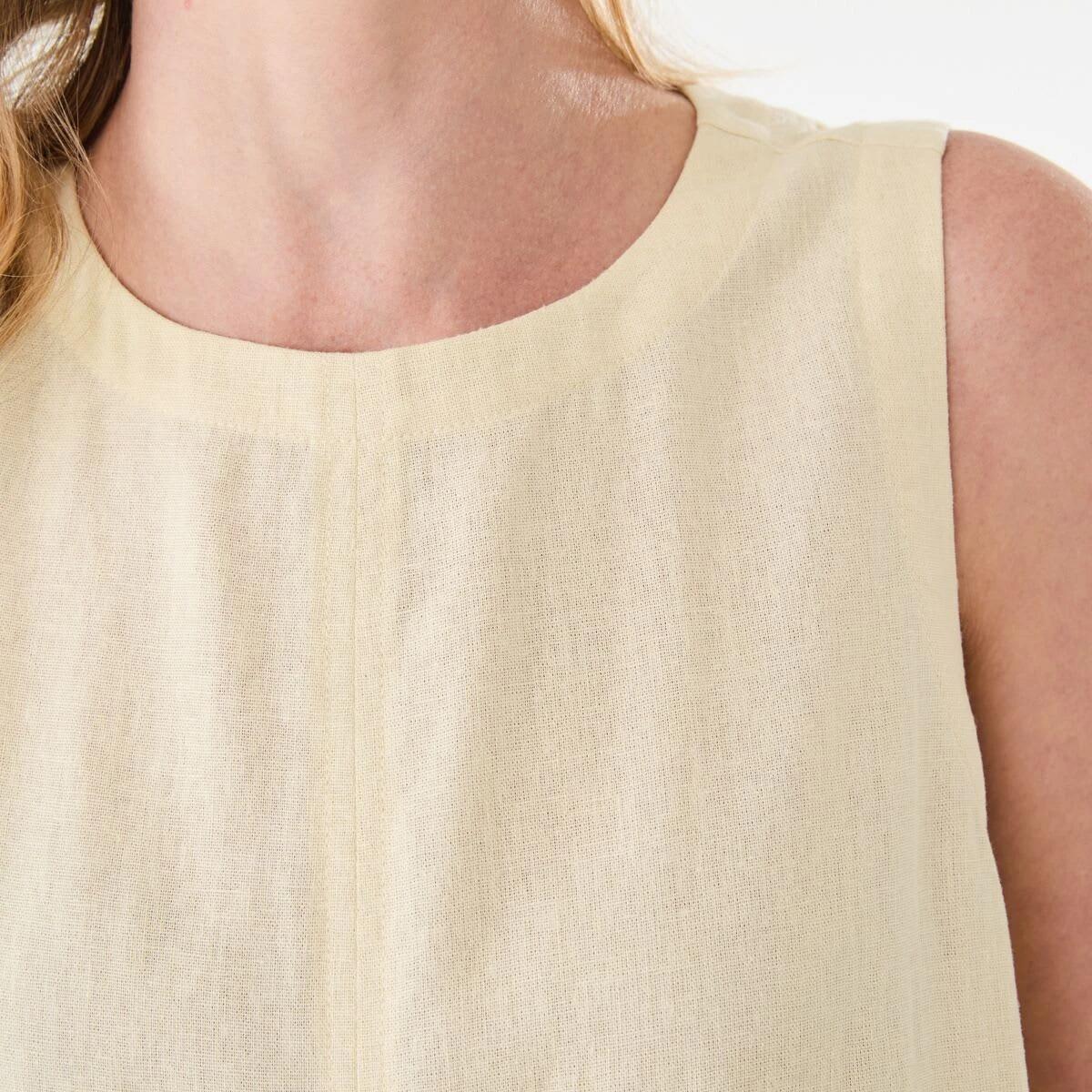 5 Sleeveless Linen Blend Swing Top Ylw Straw, 5 of 6