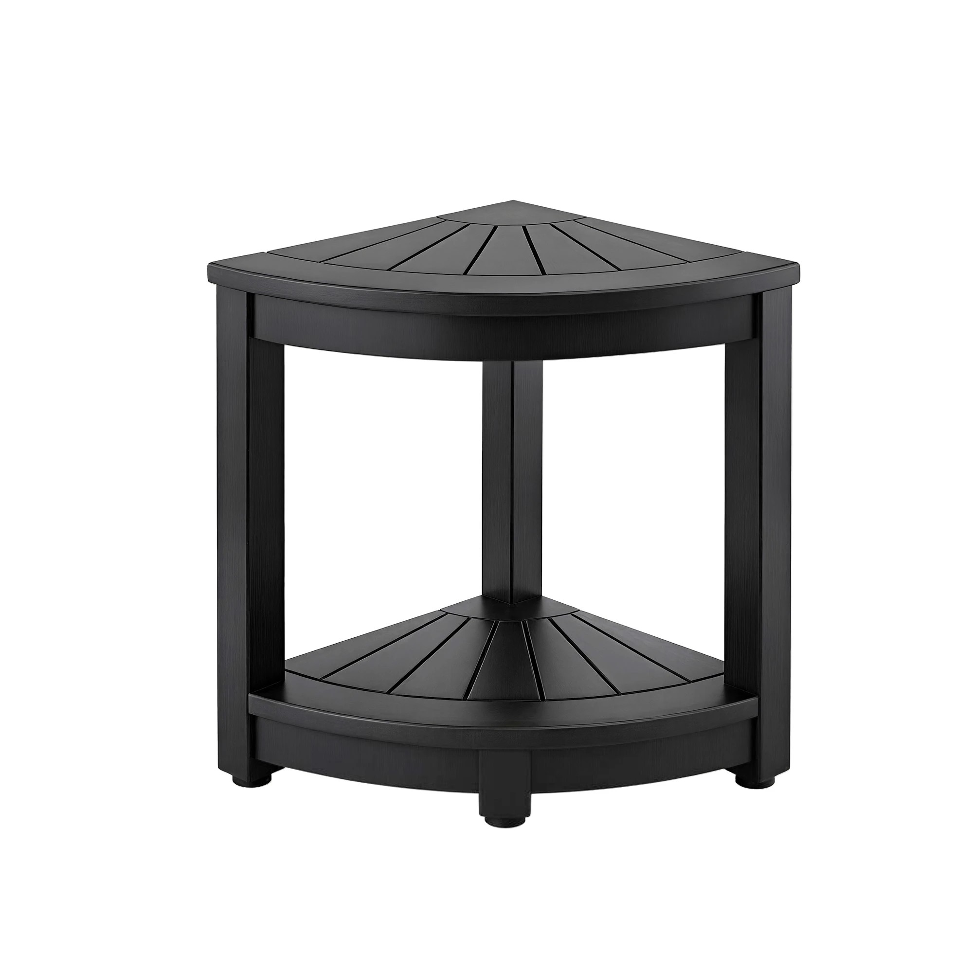 1 Gardeon Outdoor Coffee Side Table HDPE Desk Corner Shower Stool Bench Seat with Storage Shelf - Black, 1 of 8