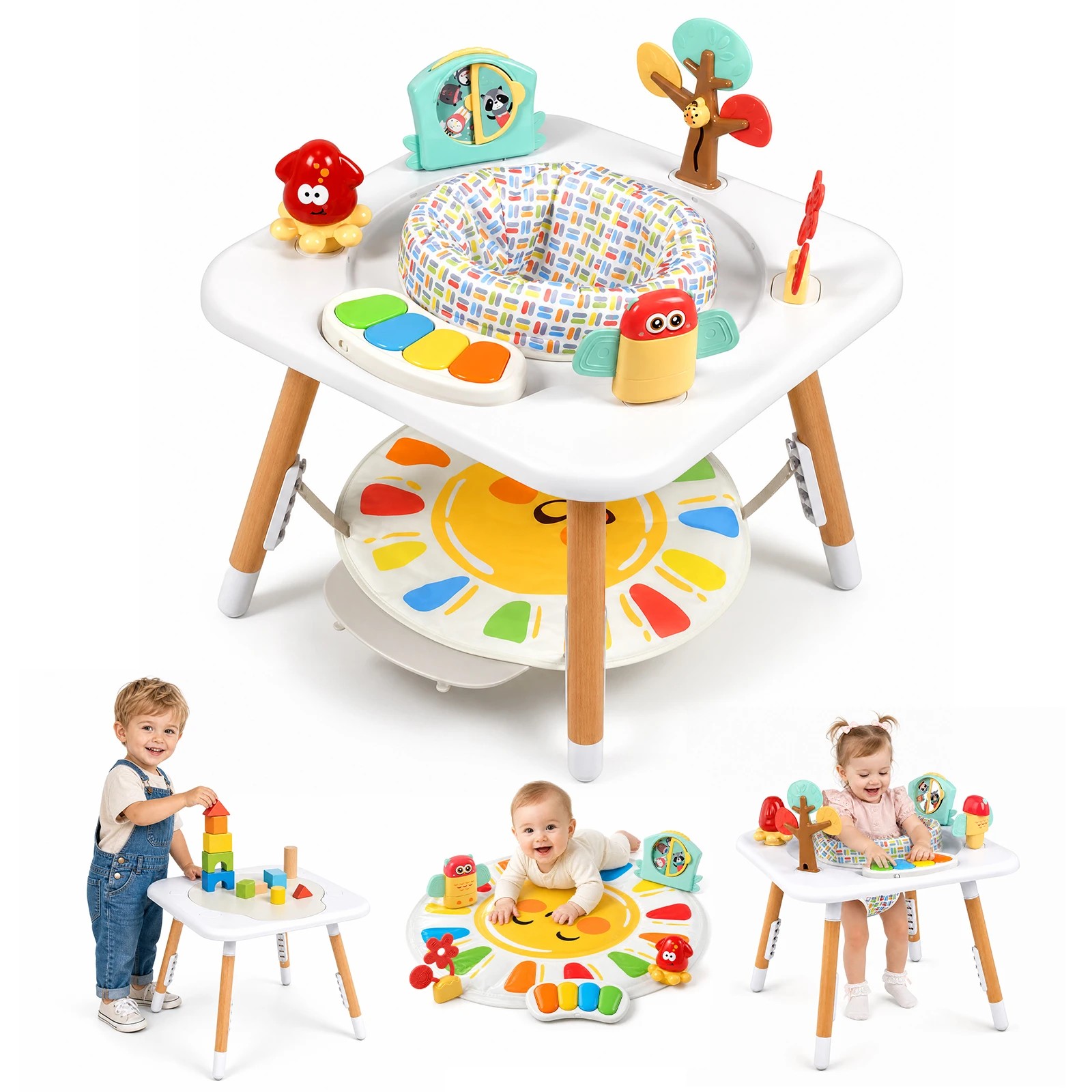 2 Advwin Baby Activity Center Baby Jumper Height Adjustable Sensory Toys  Learning Table - White, 2 of 7