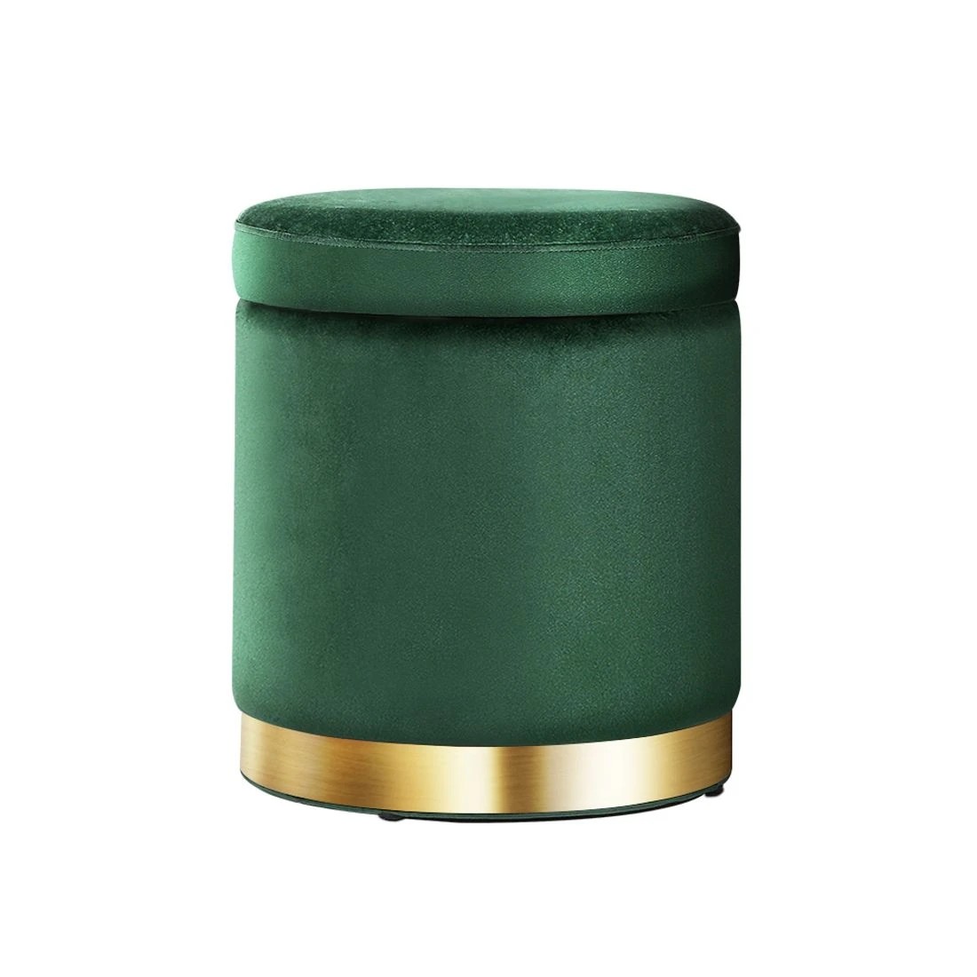 1 Artiss Ottoman Storage Foot Stool Round - Green, 1 of 6