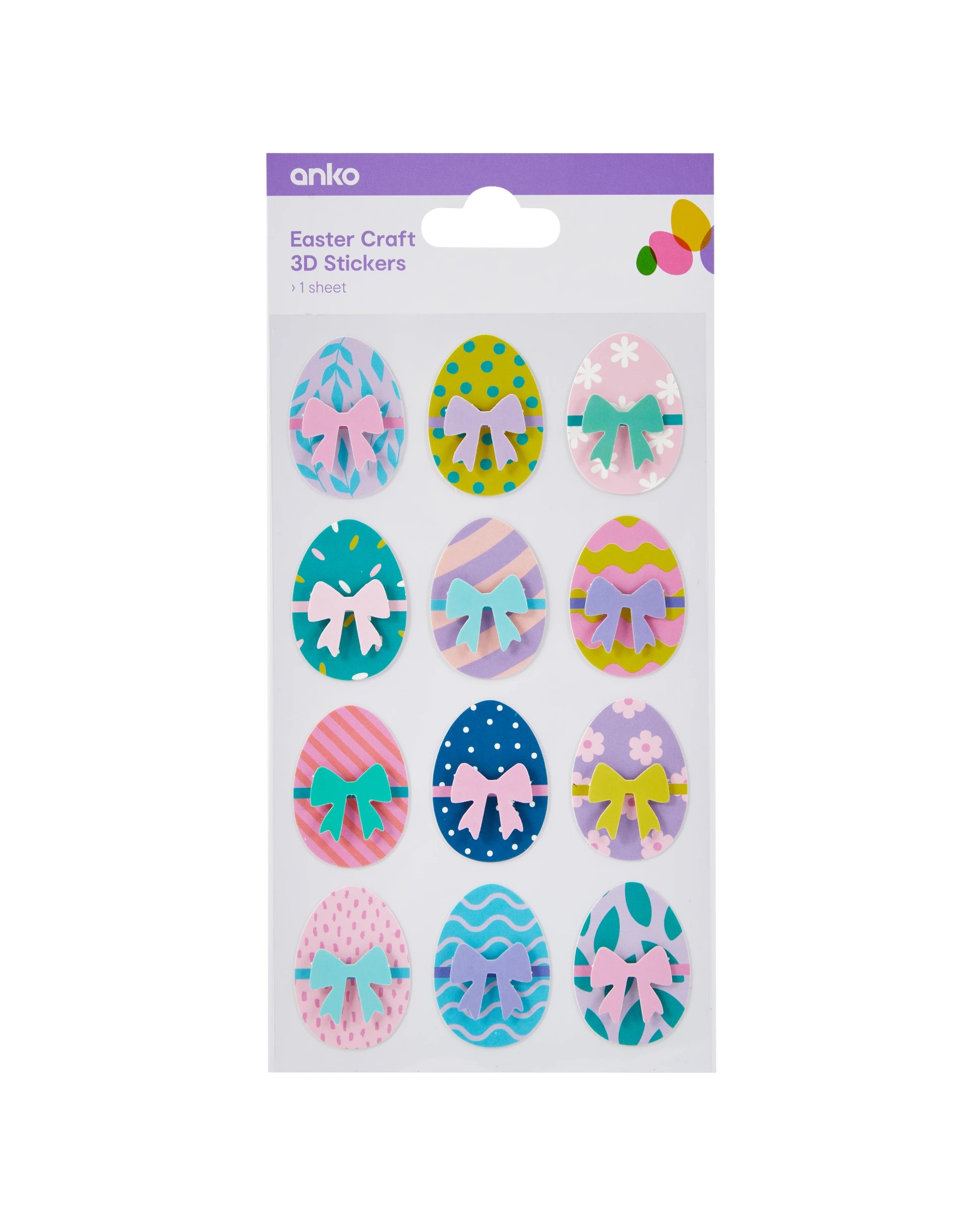 1 12 Piece Easter Craft 3D Stickers, 1 of 3