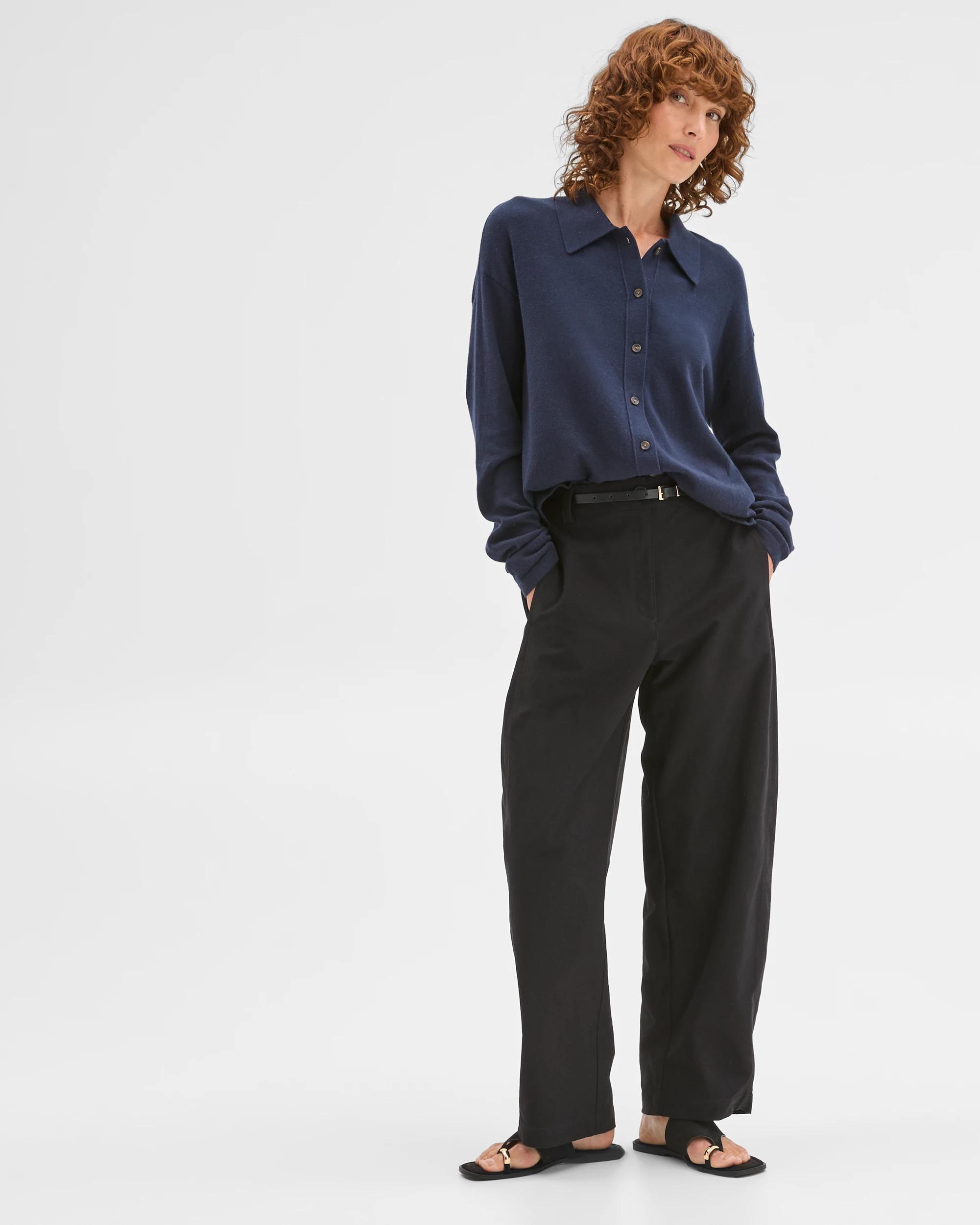 2 Target Woman Australian Cotton Blend Knit Polo Collar Cardigan NAVY BLAZER, 2 of 6