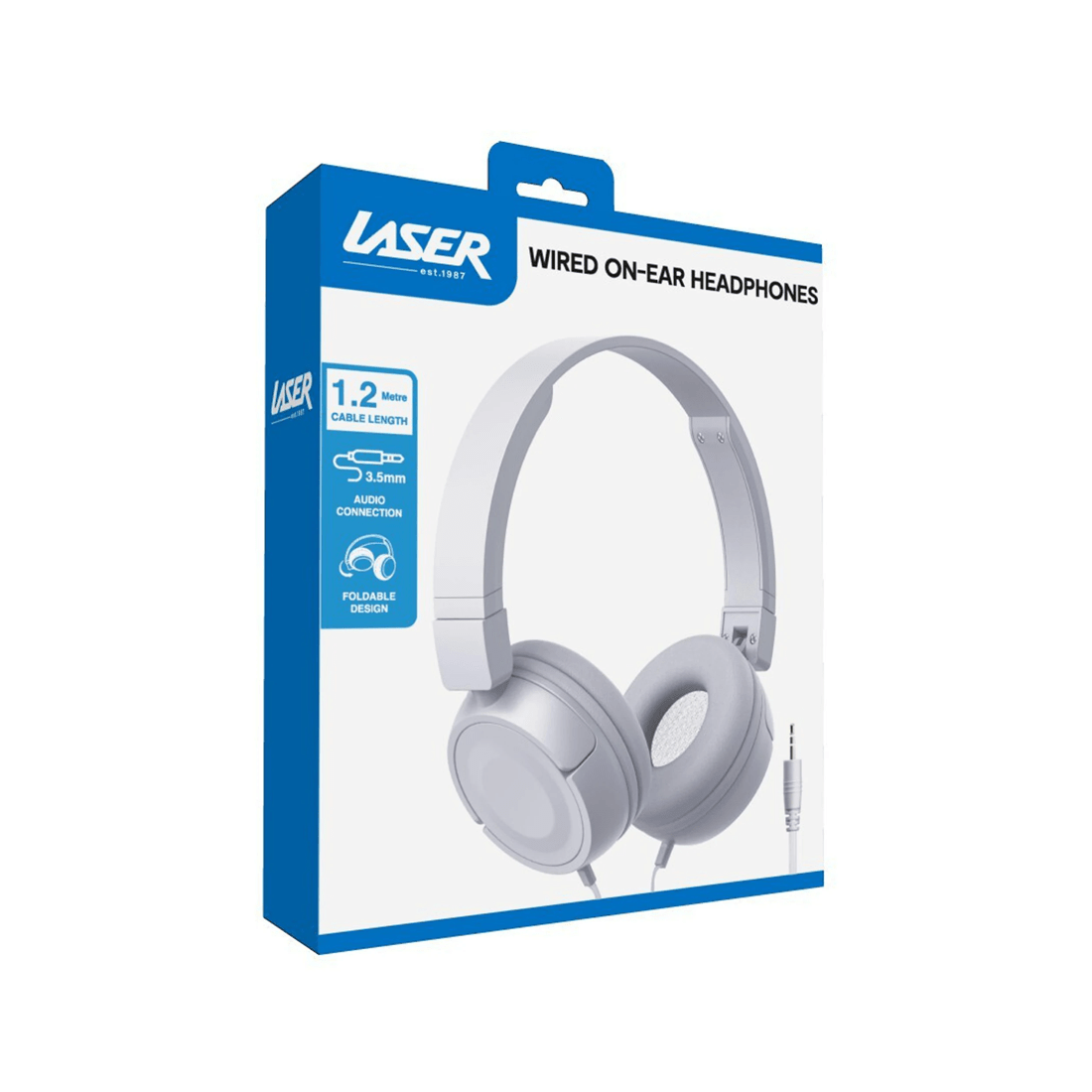 3 Laser Wired On-ear Headphones 3.5mm Aux Foldable Design 1.2m Cable - Grey, 3 of 4
