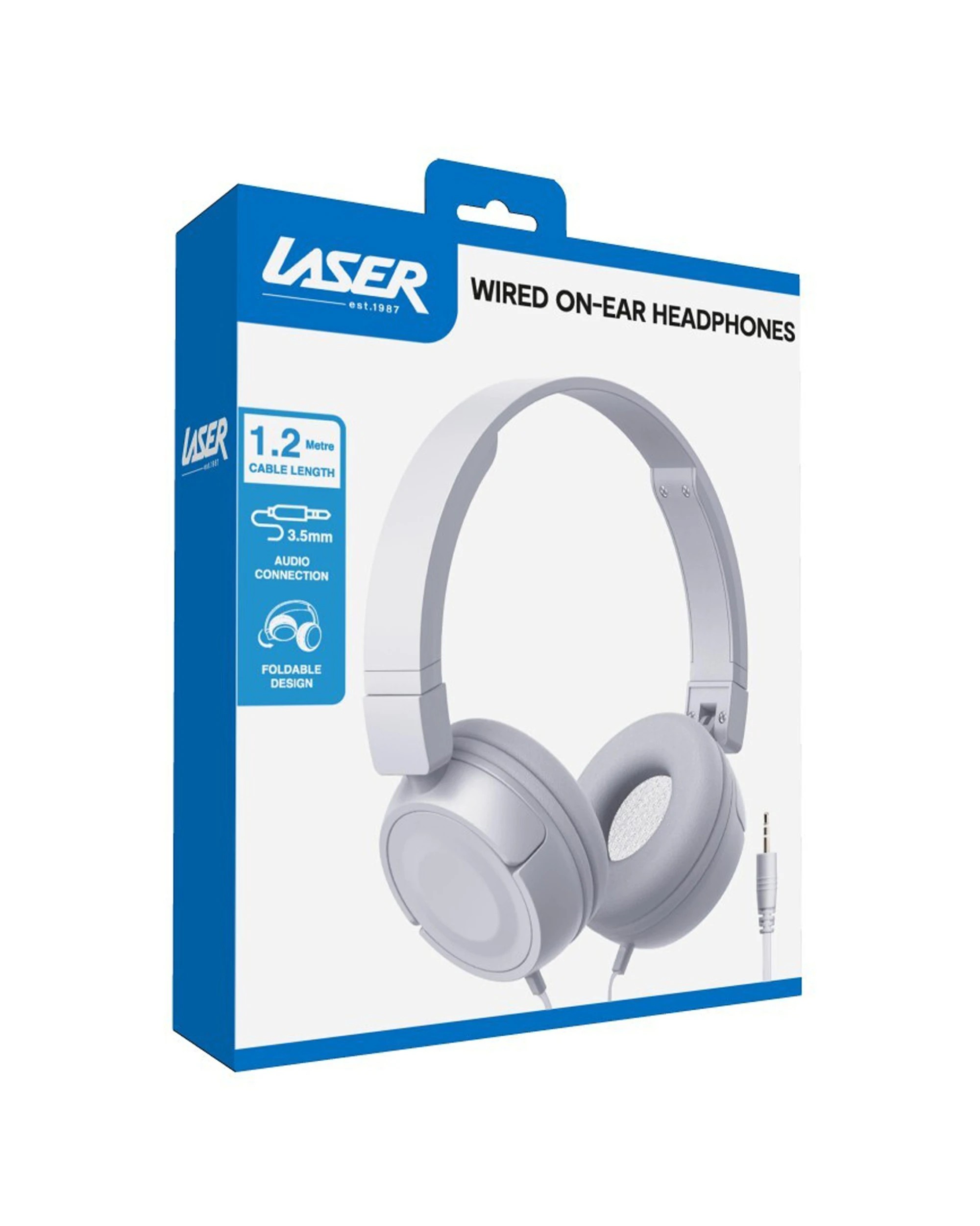 3 Laser Wired On-ear Headphones 3.5mm Aux Foldable Design 1.2m Cable - Grey, 3 of 4